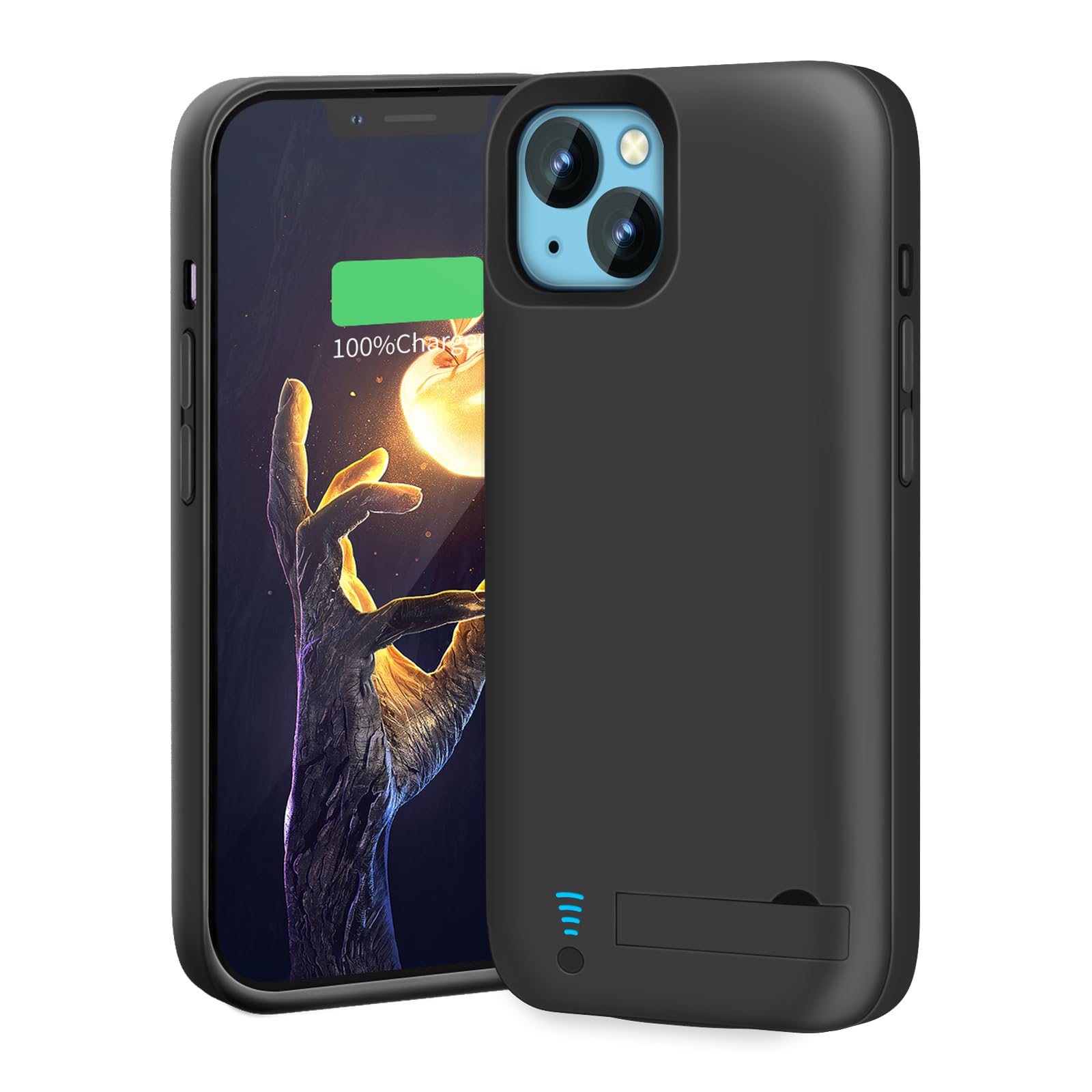 BAHOND [Upgraded] Battery Case for iPhone 14, 5000mAh Rechargeable Extended Battery Charging/Charger Case, Add 100% Extra Juice, Support Wire Headphones (6.1 inch) Black