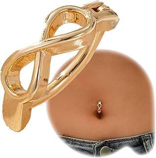 اميزنج اي جي بي | حلقة بطن انفينيتي بدون ثقب من الستانلس ستيل، لون ذهبي، تصميم بمشبك