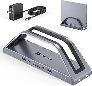 USB C Docking Station Dual 4K Monitor for MacBook M1/M2/Windows, TOBENONE Triple Display Laptop Docking Station Stand, Universal USB C Dock with Dual 4K HDMI, Power Adapter, VGA, 6 USB, RJ45, SD