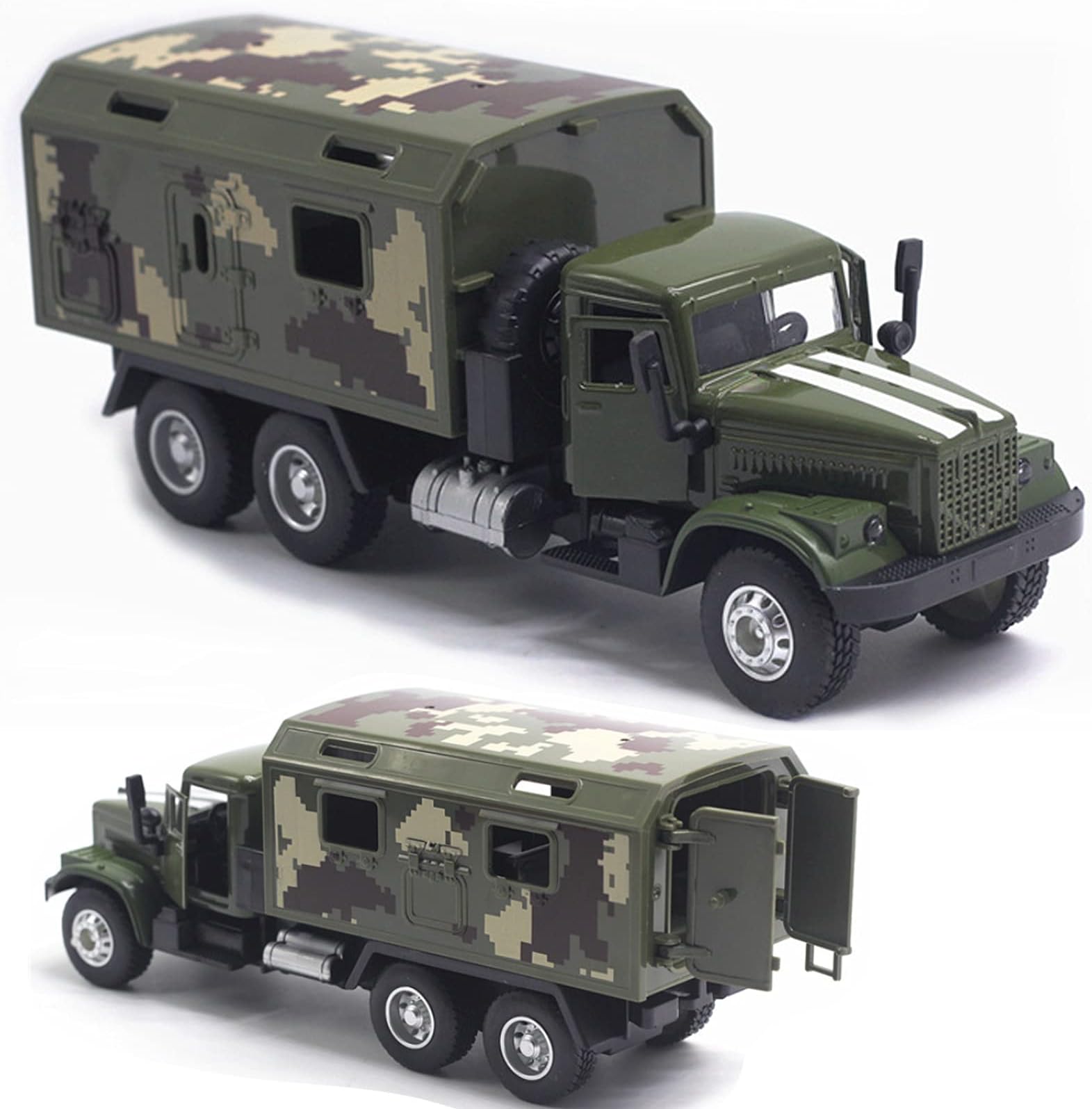 OTONOPI Military Truck Metal Diecast Army Armored for Boys Girls Pull Back Toy Model Car Treatment Transport Vehicle with Lights and Sounds