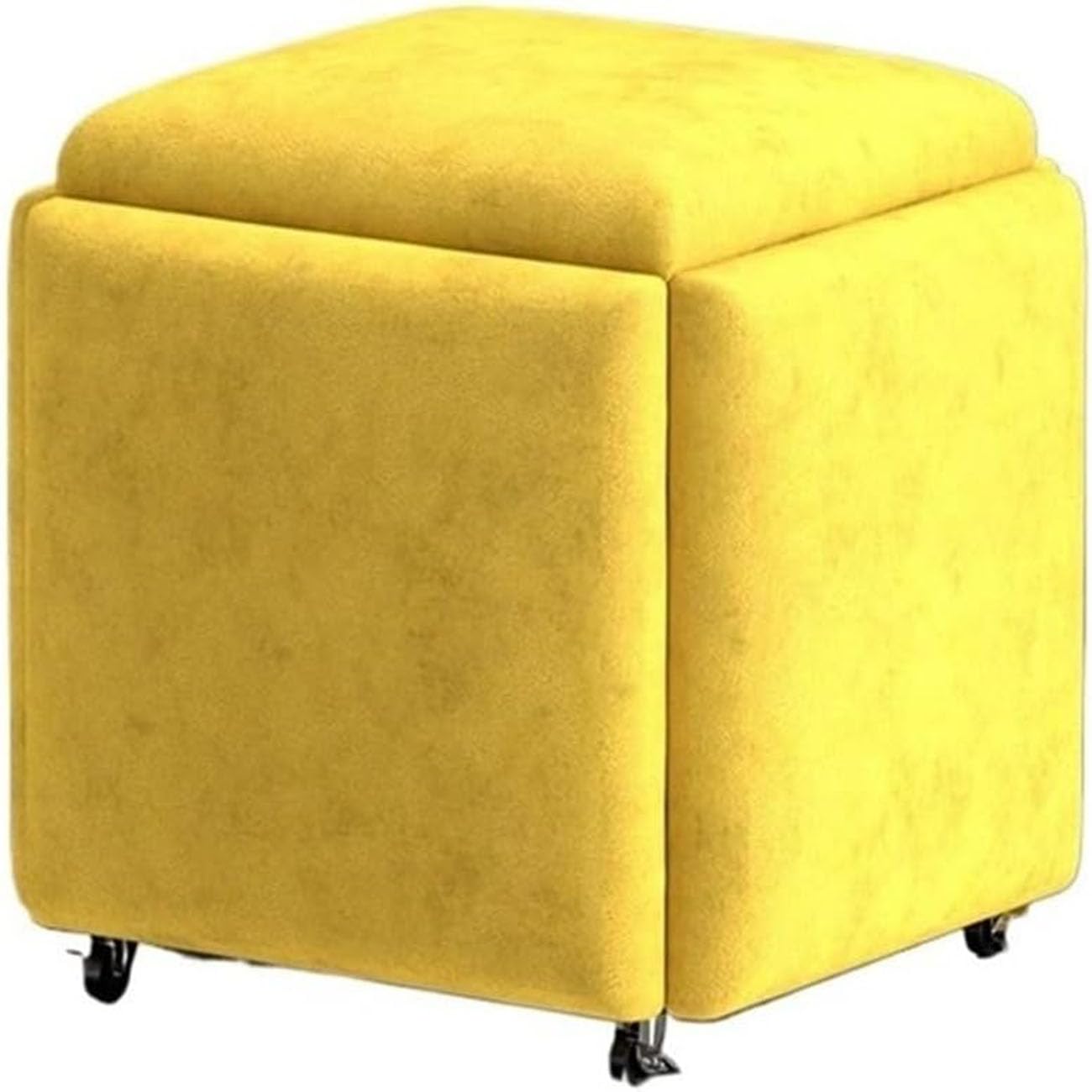 LMMIAOZ 5 in 1 Stackable Foot Rest with Swivel Casters Creative Cube Sofa Chair for Living Room Yellow 35cm Height