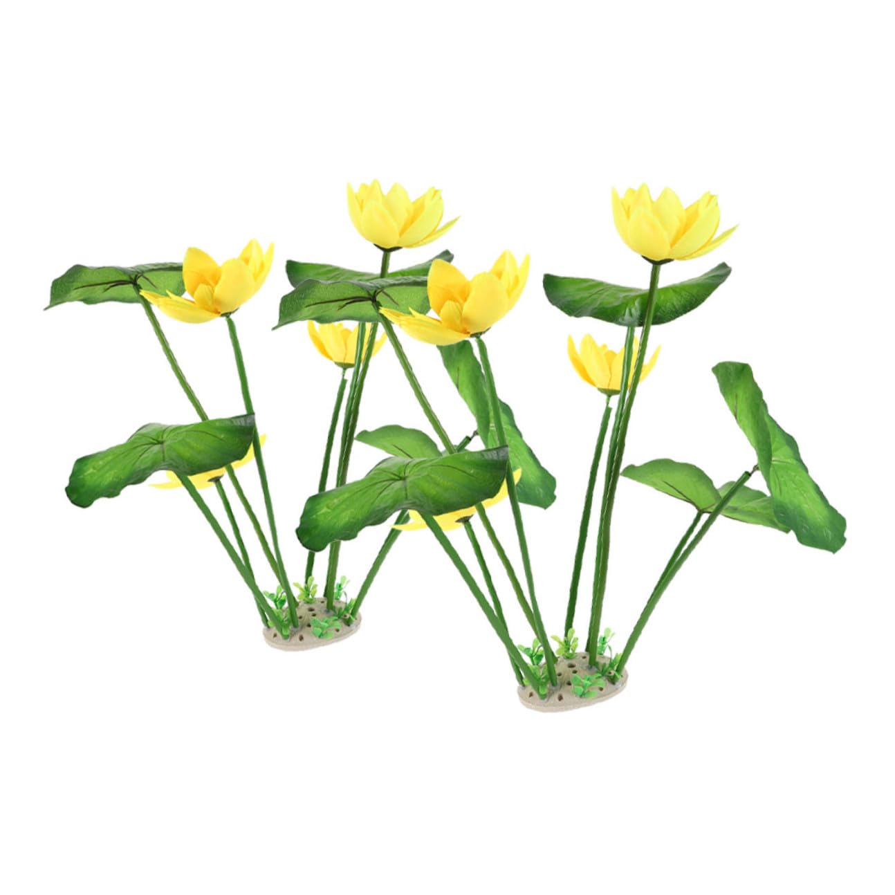 2pcs Yellow Fake Plants for Fish Tank Plastic Aquarium Plants Simulation Water Grass Ornament Aquarium Decoration for Aquatic