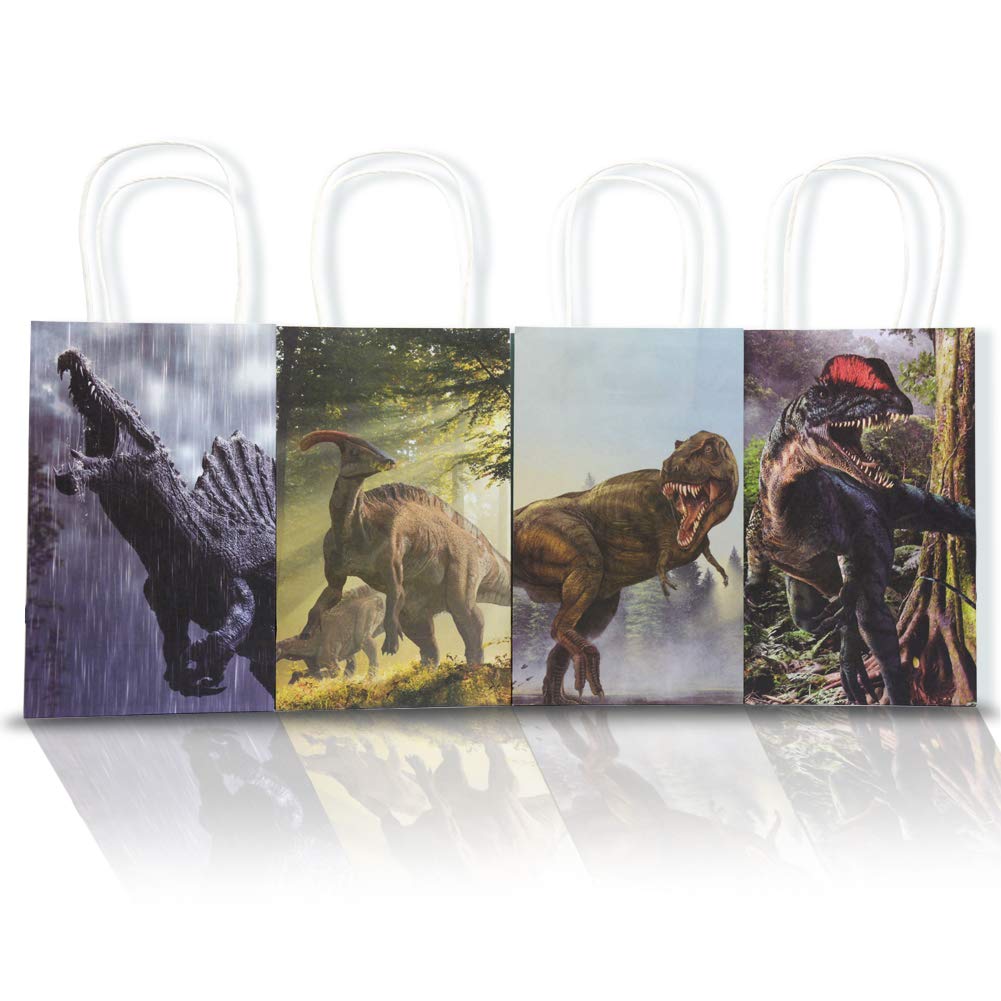 FRIDAY NIGHT Dinosaur Party Favor Bags, 4 Different Dinosaur Treat Candy Goodies Bag Jurassic World Party Favors for Birthday Baby Shower Party(16 Pcs)