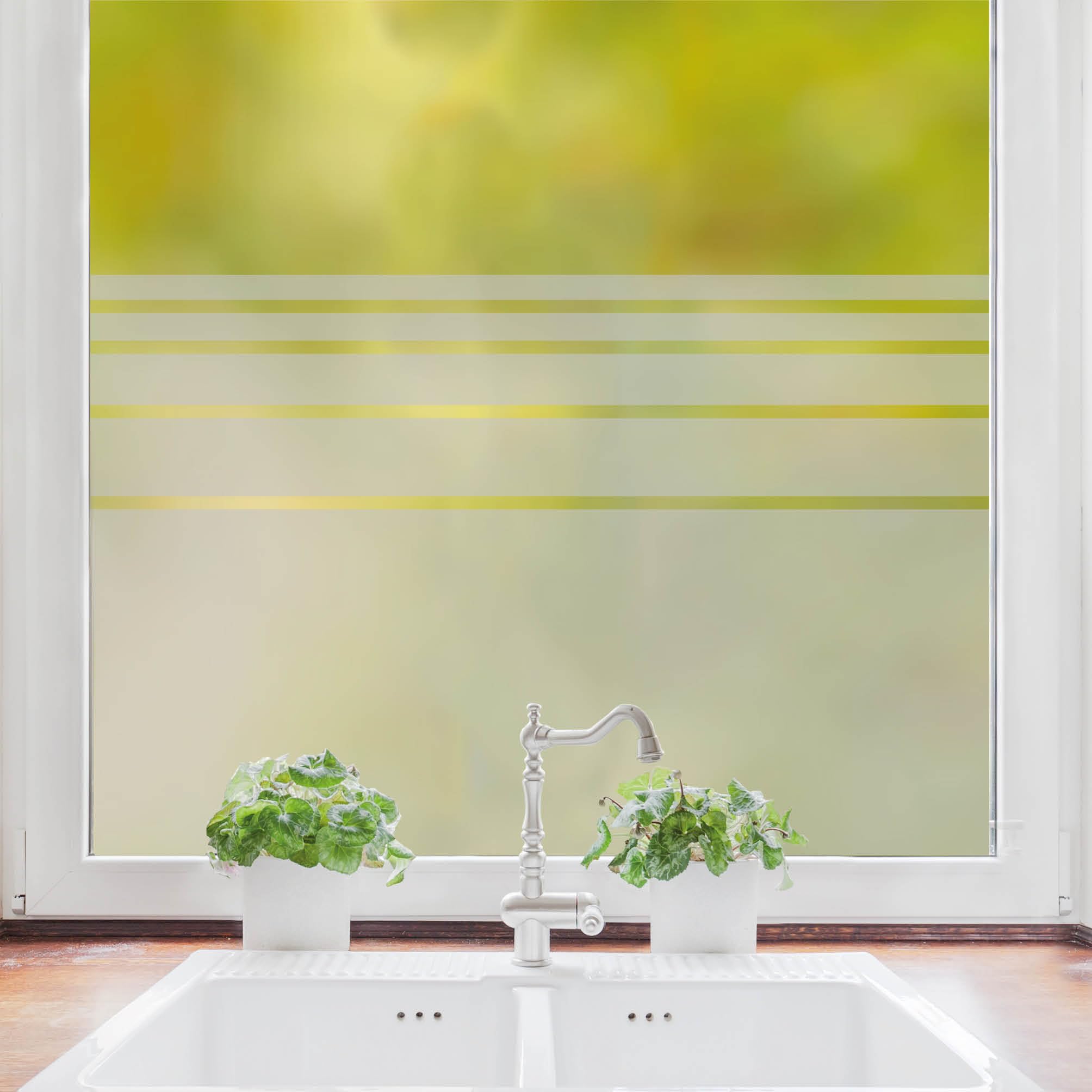 Sichtschutzfolie Wiederverwendbar waagerechte Streifen Fensterfolie Fensterdeko Milchglasfolie Sichtschutz, 120 cm hoch, 65 cm breit
