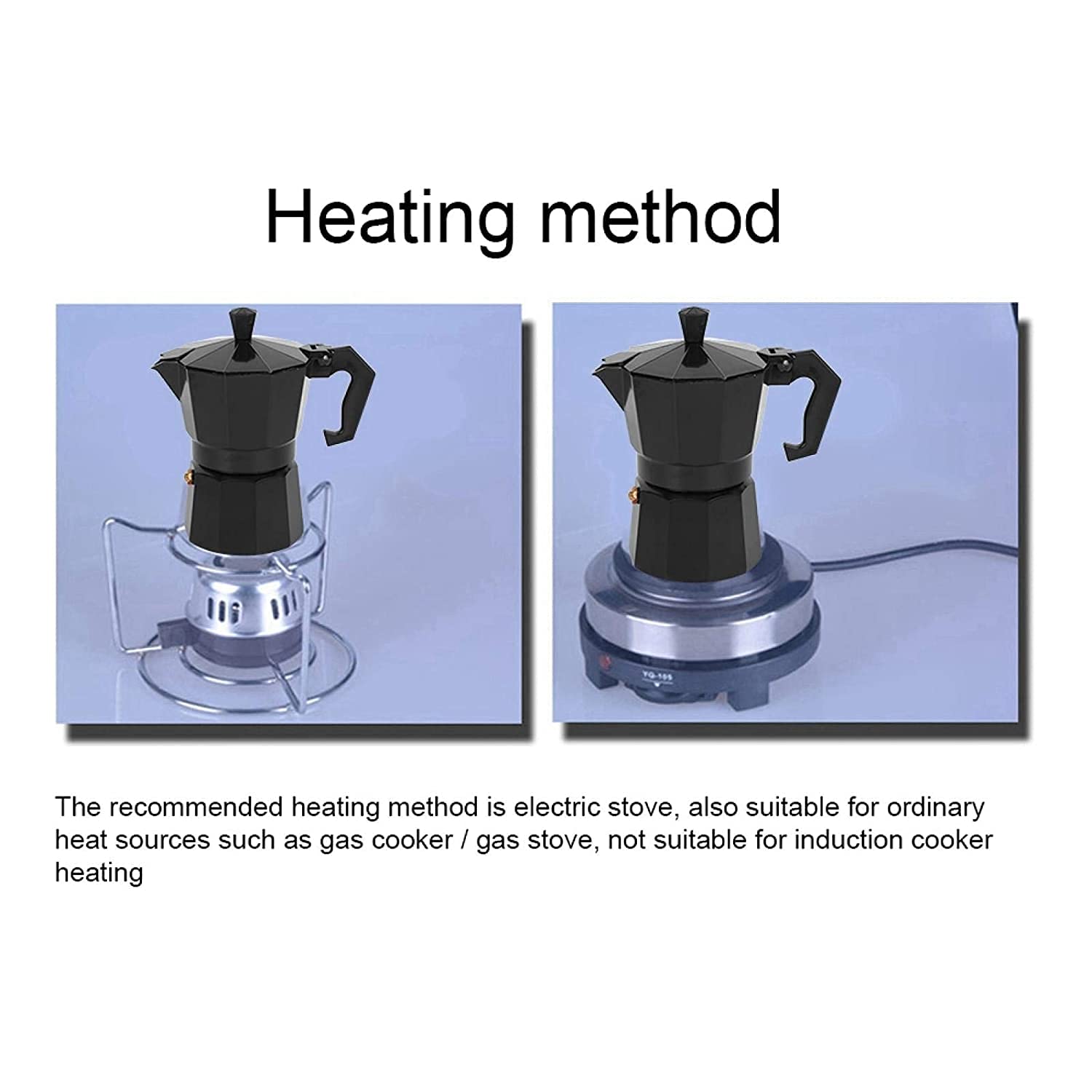 Gnanex Black Aluminum Coffee Maker Moka Pot Top Expresso Latte Stove Percolator 300ML Capacity (6 Cup) 2