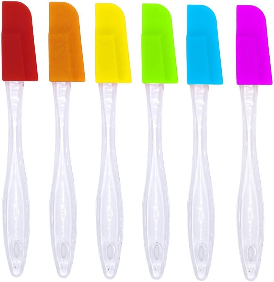 KalorK Silicone Baking Spatulas Spoon Style Dishwasher Safe Durable Jar Icing Scraper Butter Mixer Utensil Kitchen Cooking Gadget 7 inch (Set of 6)