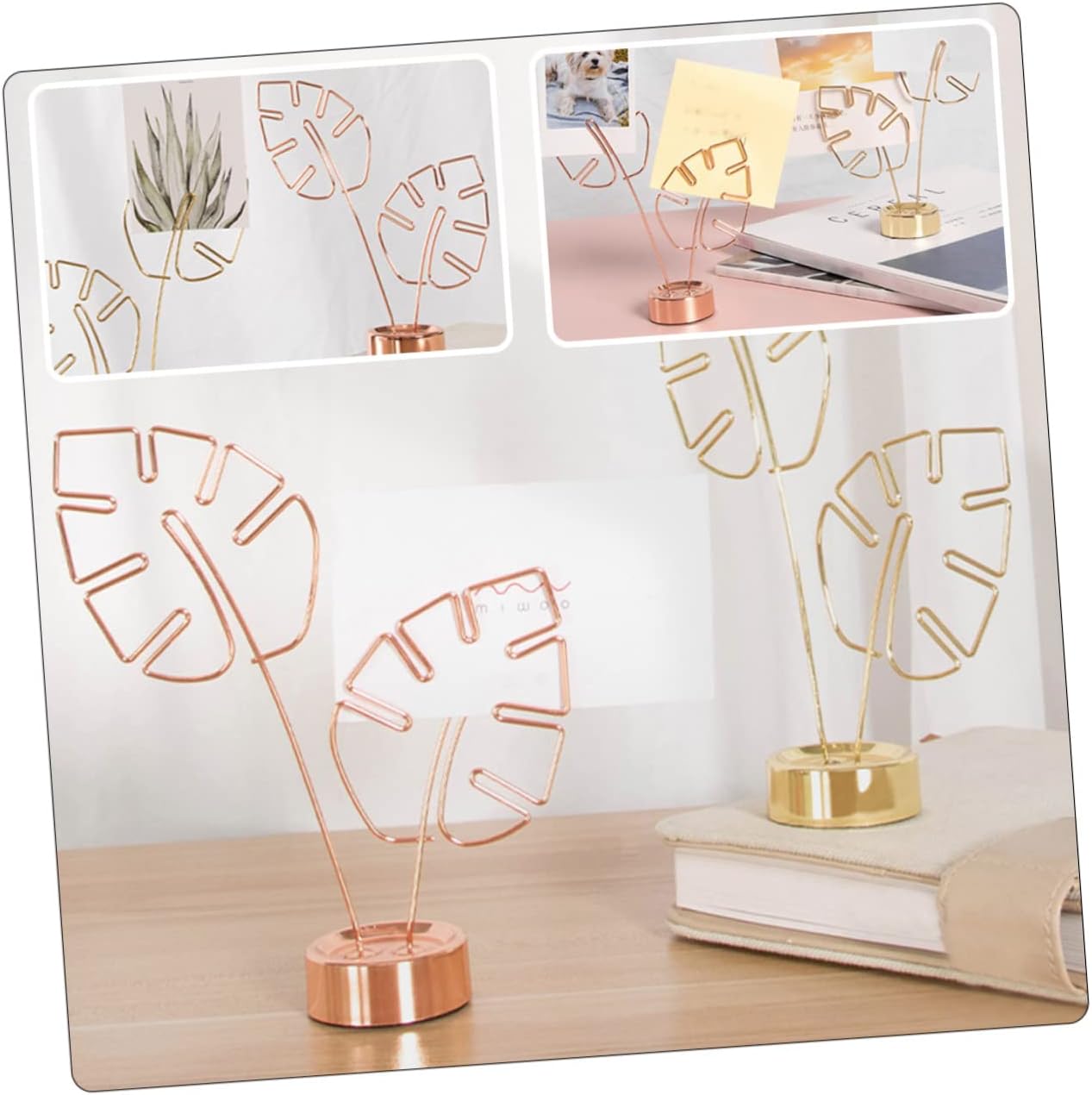 STOBOK 6pcs Decorative Photo Clip Holders Multi-Functional Card Stands for Desktop Decor for Displaying Pictures Notes and Business Cards