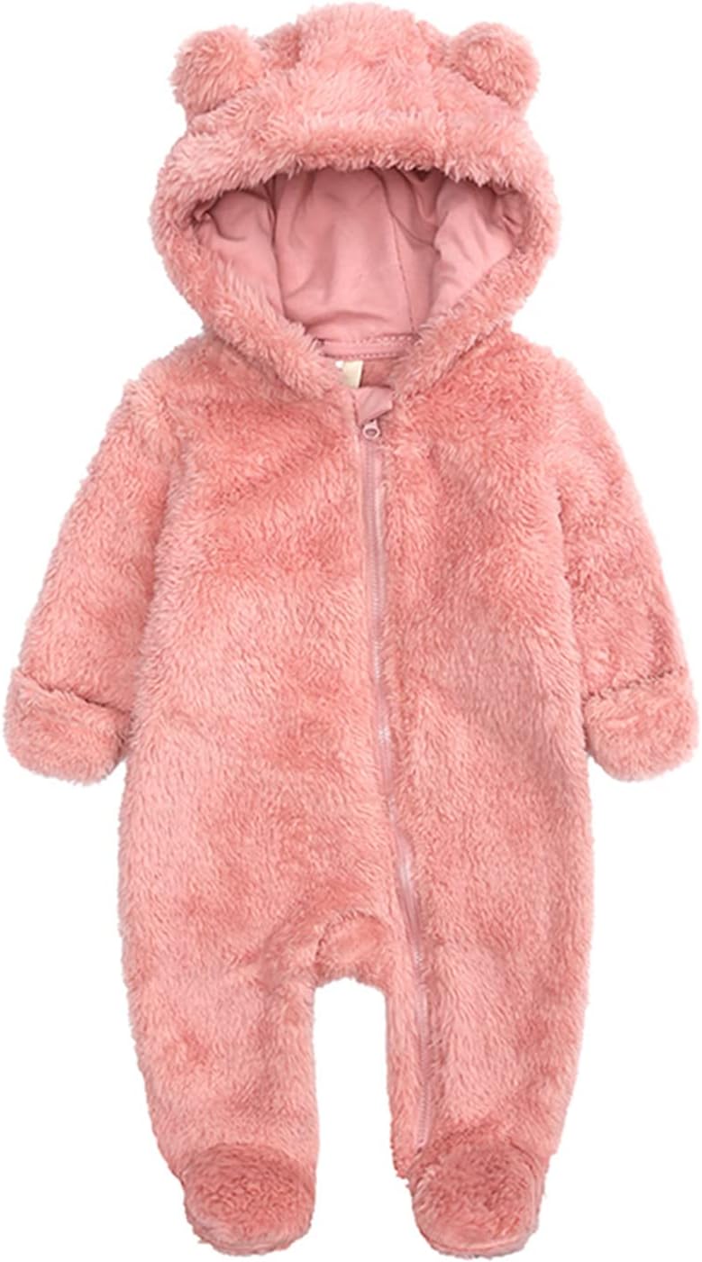 Baby Newborn Snowsuit Fleece Winter One-Piece Suit Cartoon Bear Warm Hooded Jumpsuit Outwear Outfits for Girls Boys image 3