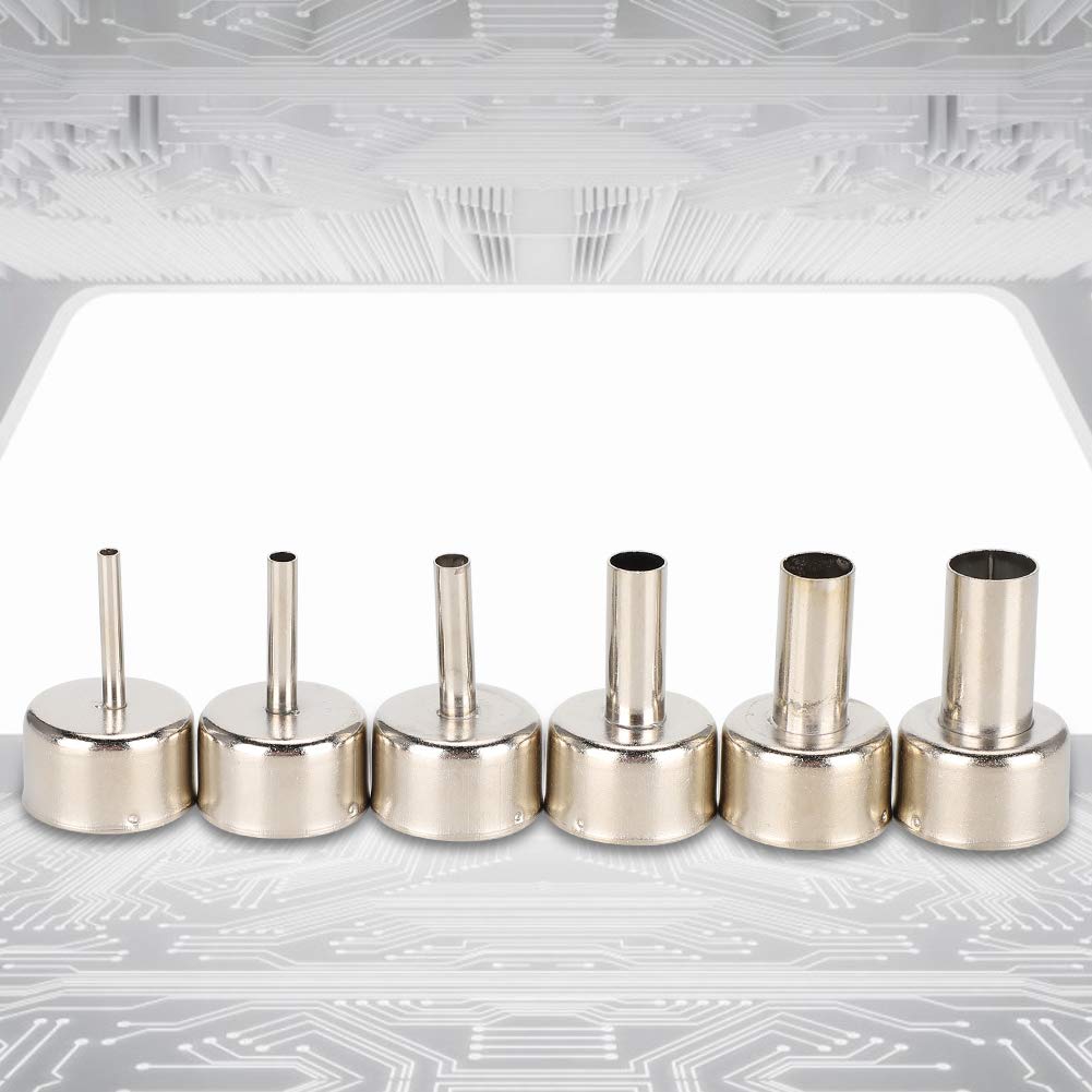 ASHATA 6pcs Hot Air Gun Nozzle,858 Heat Gun SMD Rework Station Accessory 3/4/5/8/10/12mm - Image 3