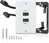 HDMI 2.1 Wall Plate(2 Port), ELECTOP 8K HDMI Wall Outlet Pass Through with Low Voltage Metal Mounting Bracket, Supports 8K@60Hz and 4K@120Hz, 3D, HDR, 48 Gbps HDMI Box, Fits Home Theater Systems