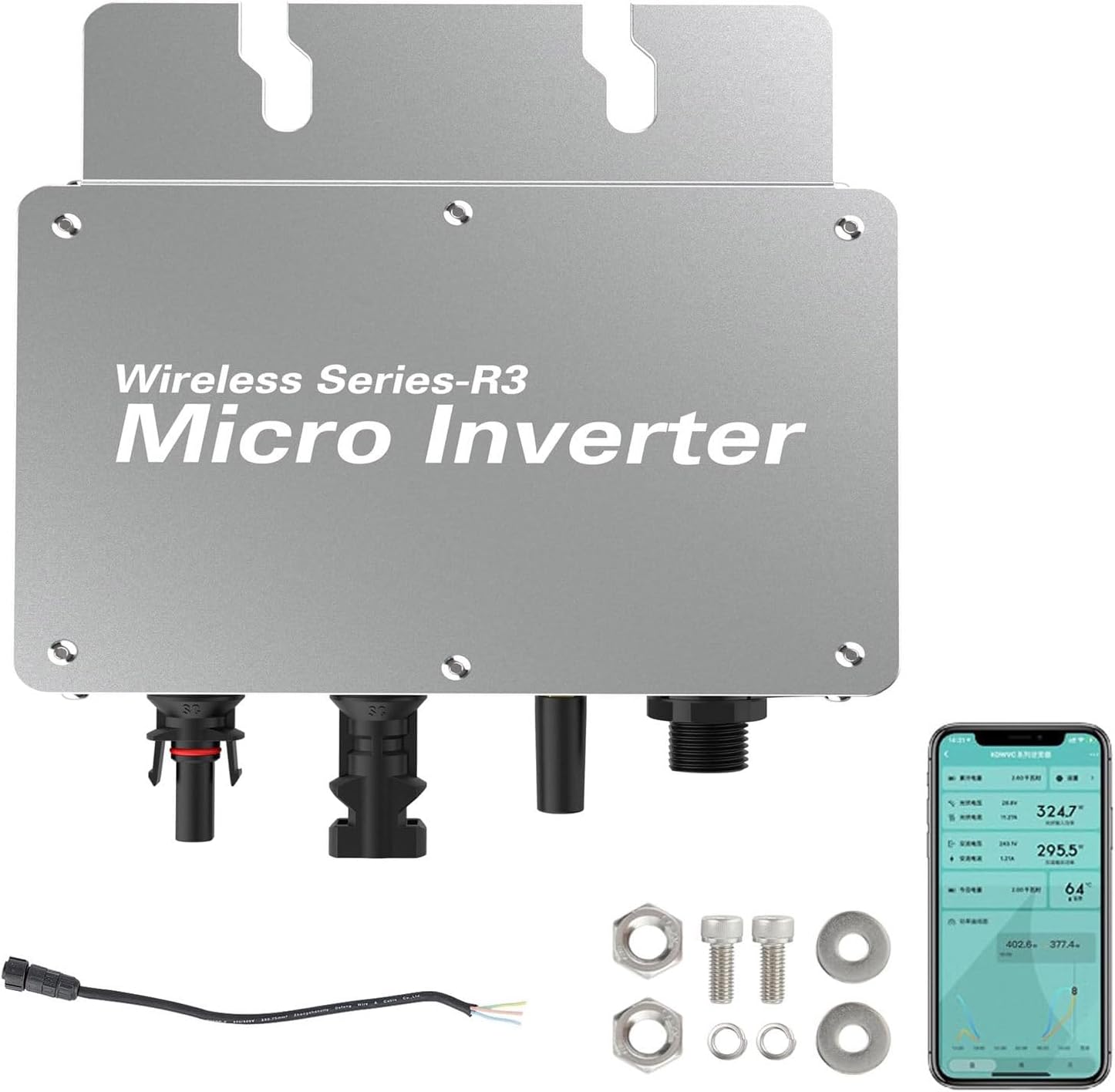 300W 350W 600W 700W 800W 1200W 1400W 1600W Solar Inverter Grid Tie Mppt Micro Inverter, MPPT Micro Solar Inverter Waterproof Grid Tie Inverter Converter w/WiFi Mobile Phone Monitoring System,WVC-300W
