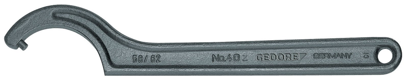 GEDORE Hook spanner with pin, for Capstan nuts, AF 205-220 mm, Tip dia. 8 mm, Ratchet spanner, 40 Z 205-220 — image 1