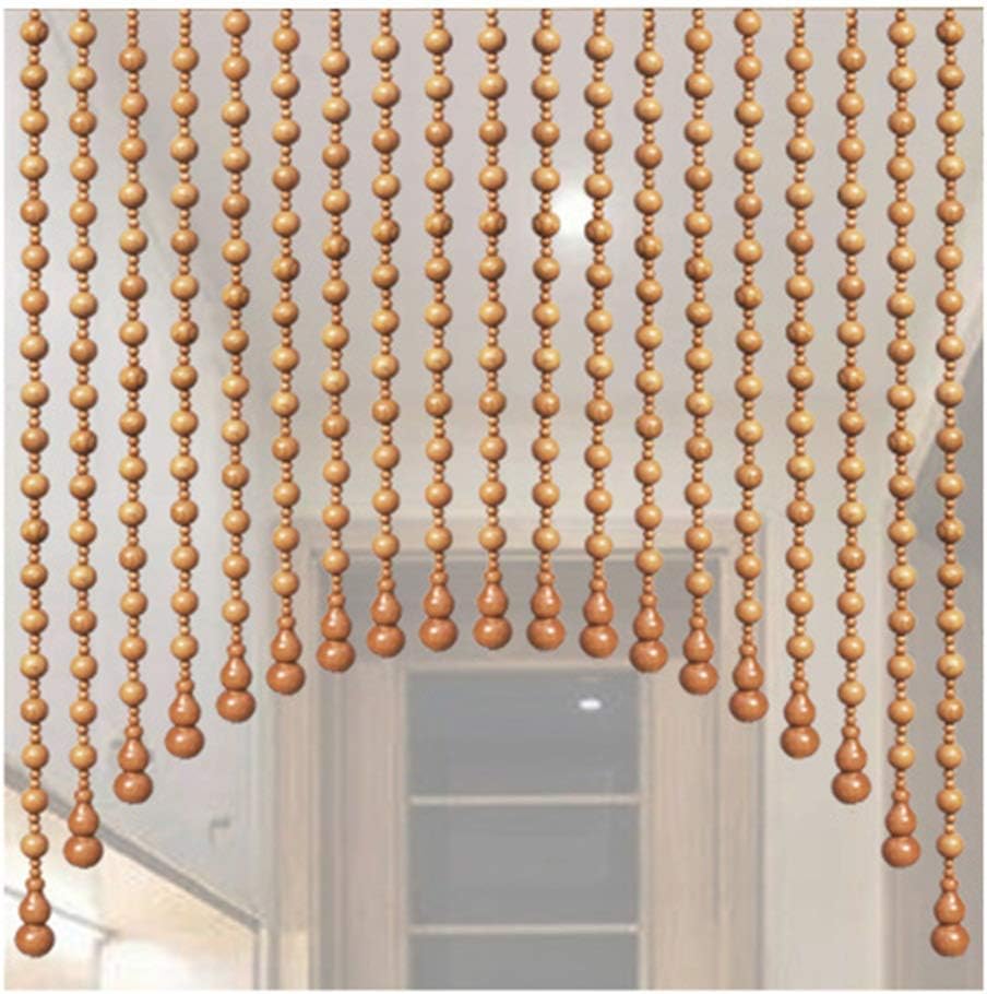 OKUOKA 31 Strands Beaded Door Curtains for Doorways Wood Bead String Curtain for Room Dividers Bow Entrance Hanging Ornament Chinese Style, 3 Colors (Color : B, Size : Width 110cm)