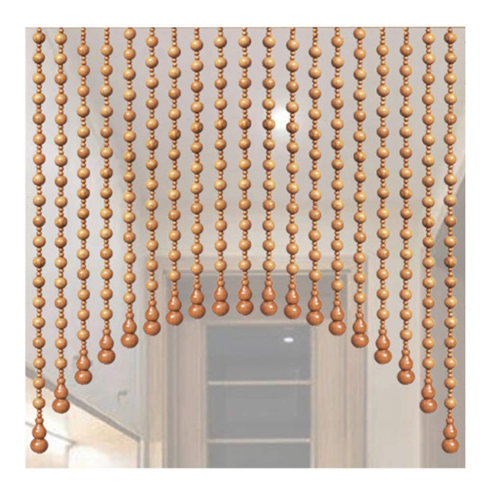 OKUOKA 25 Strands Beaded Door Curtains for Doorways Crystals/Wood Bead String Curtain for Room Dividers Entrance Restaurant Retro Semicircular, 3 Colors (Color : B, Size : Width 90cm)