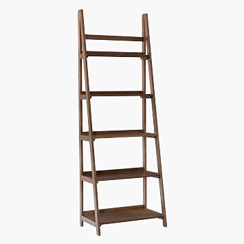 Linon Melissa Walnut Mid-Century 5 Shelf Bookcase