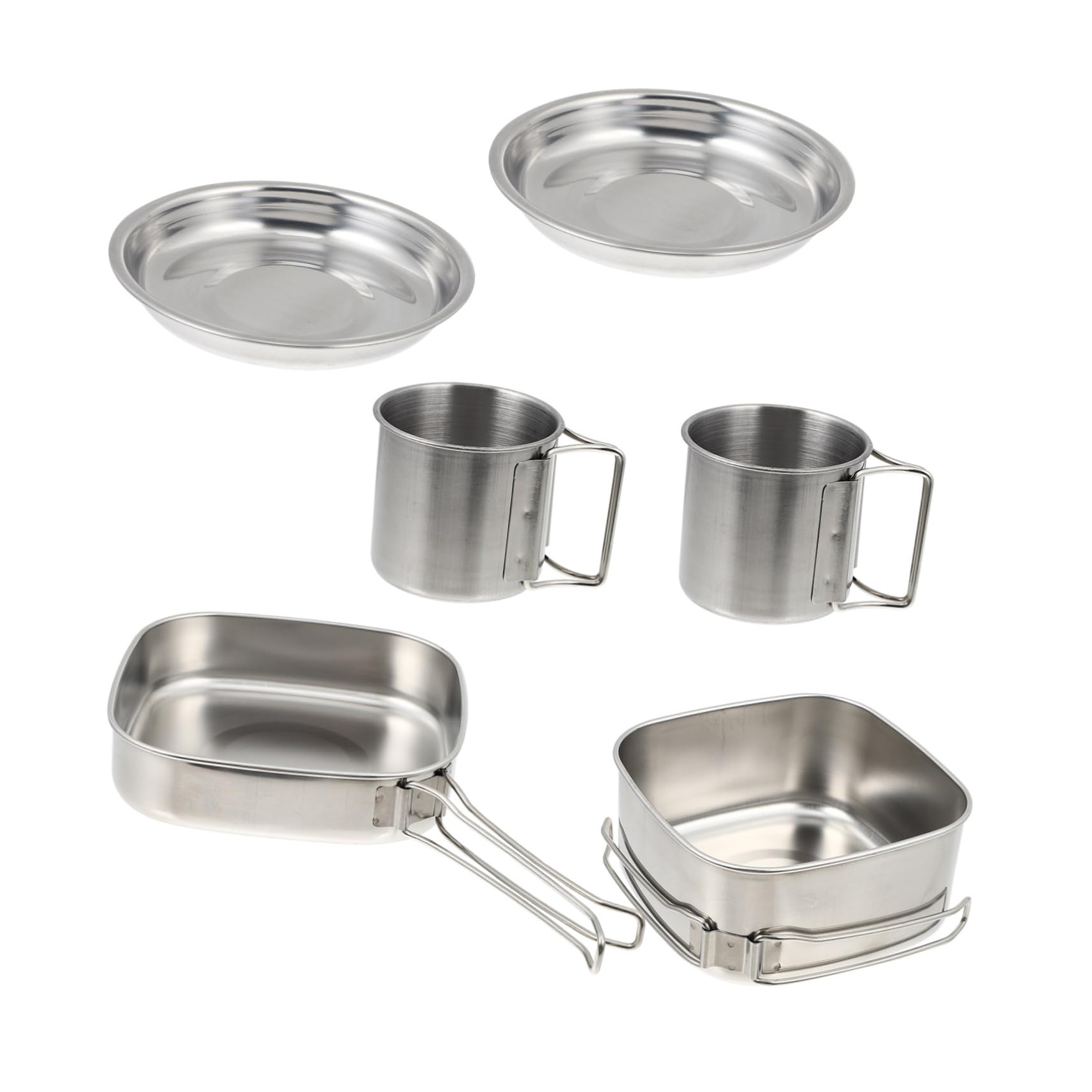 Totority Complete Camping Cookware Set 6-Piece Picnic Utensils for Outdoor Cooking Easy Clean Stainless Steel