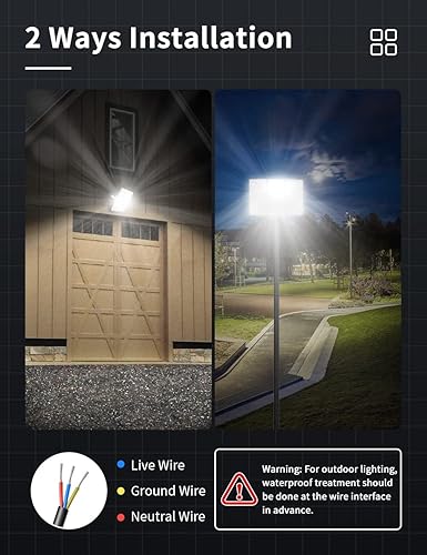 Miniatura 6 de Papasbox Luz de inundación LED de 300 W para exteriores, 24000 LM, 6000 K luz blanca diurna, IP65 impermeable, luz de seguridad al aire libre para