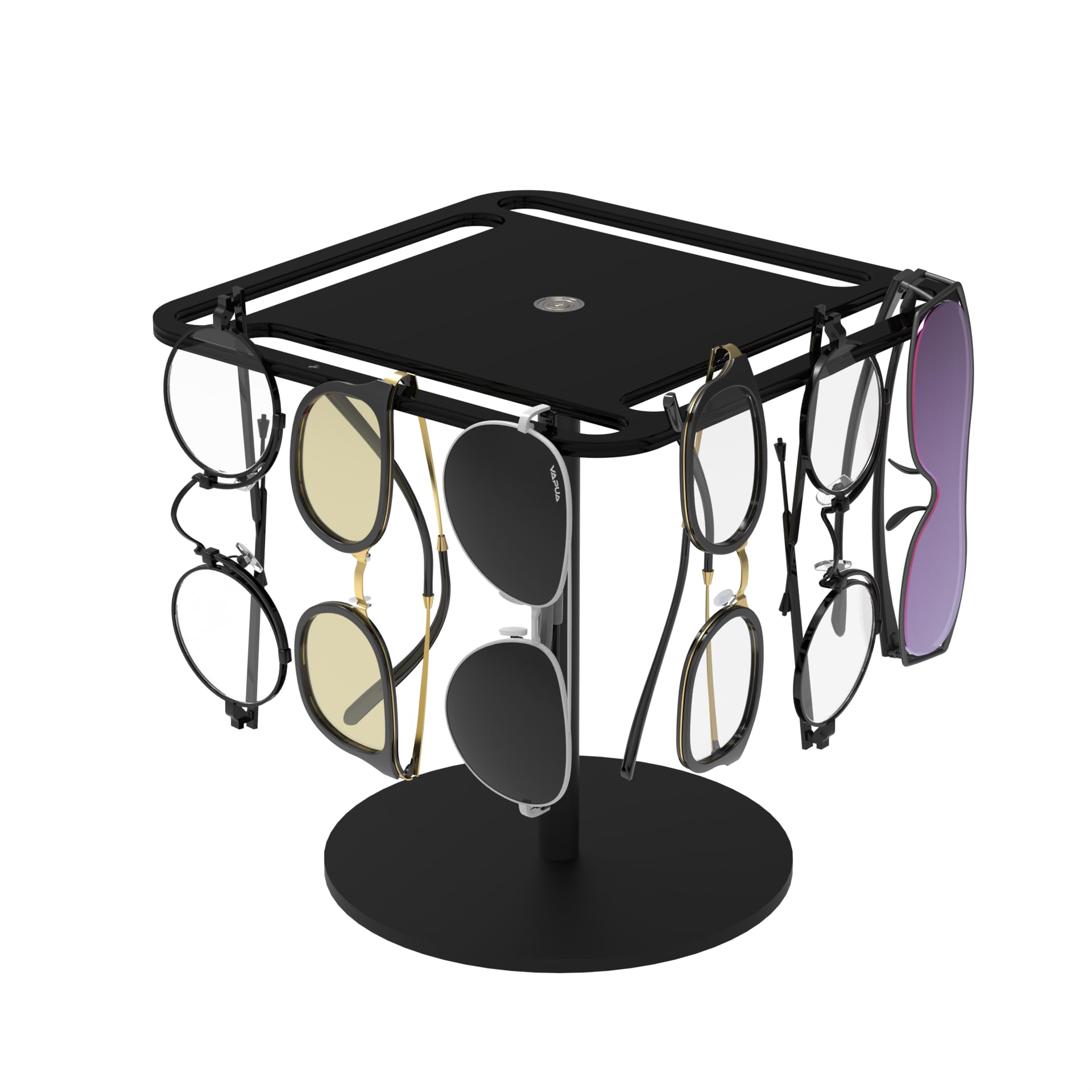 LoengMax 360° Rotating Acrylic Sunglasses & Eyeglasses Display Rack - Black Tabletop Organizer for Eyewear