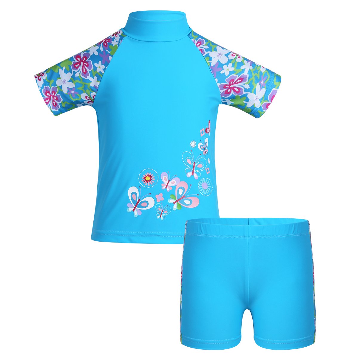 Haitryli 2PCS Kids Girls Floral Printed Swimsuit Swimwear Set Tops with Bottoms Bathing Suit