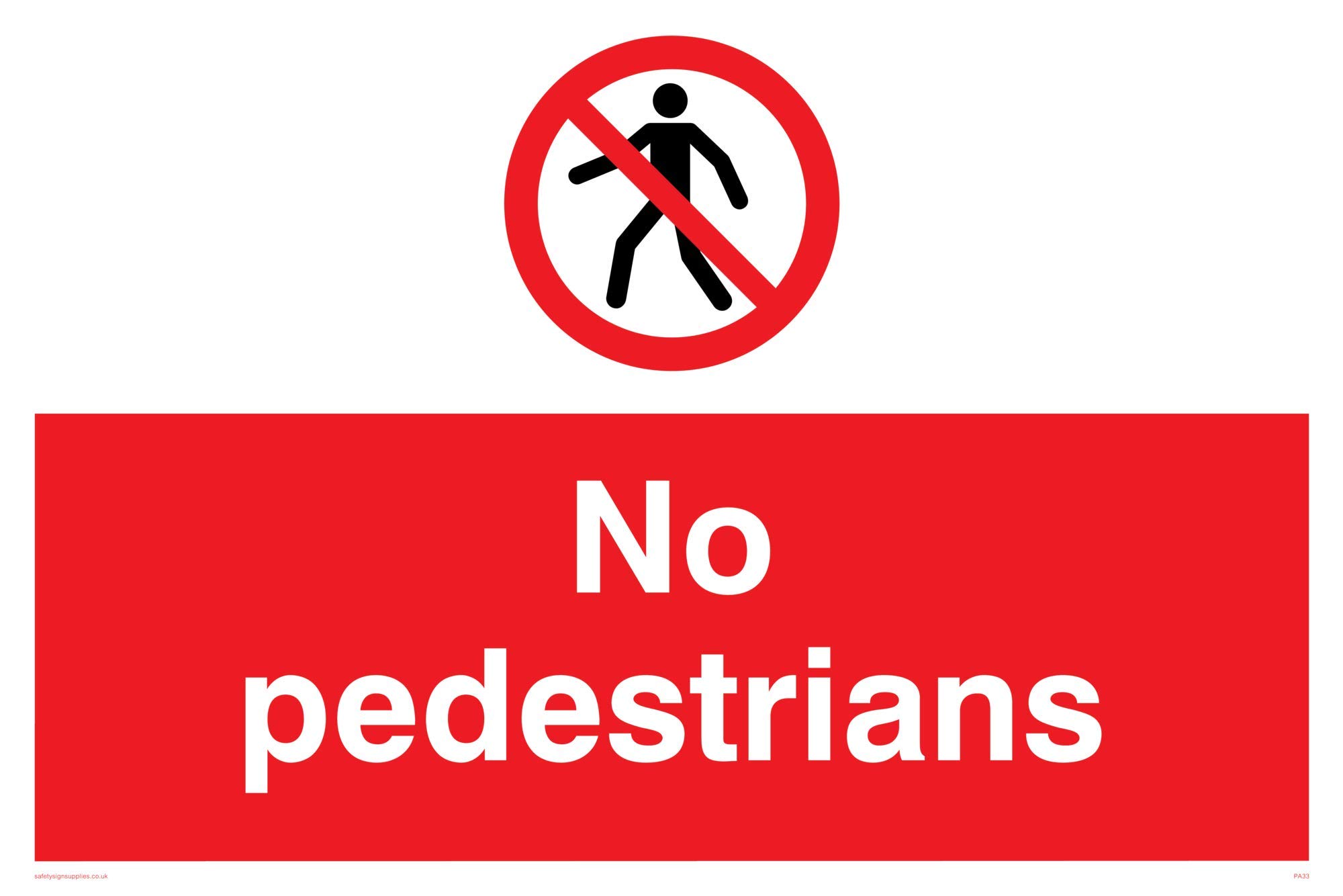 Viking Signs PA33-A2L-AC No Pedestrians Symbol Sign, Aluminium Composite, 400 mm H x 600 mm W