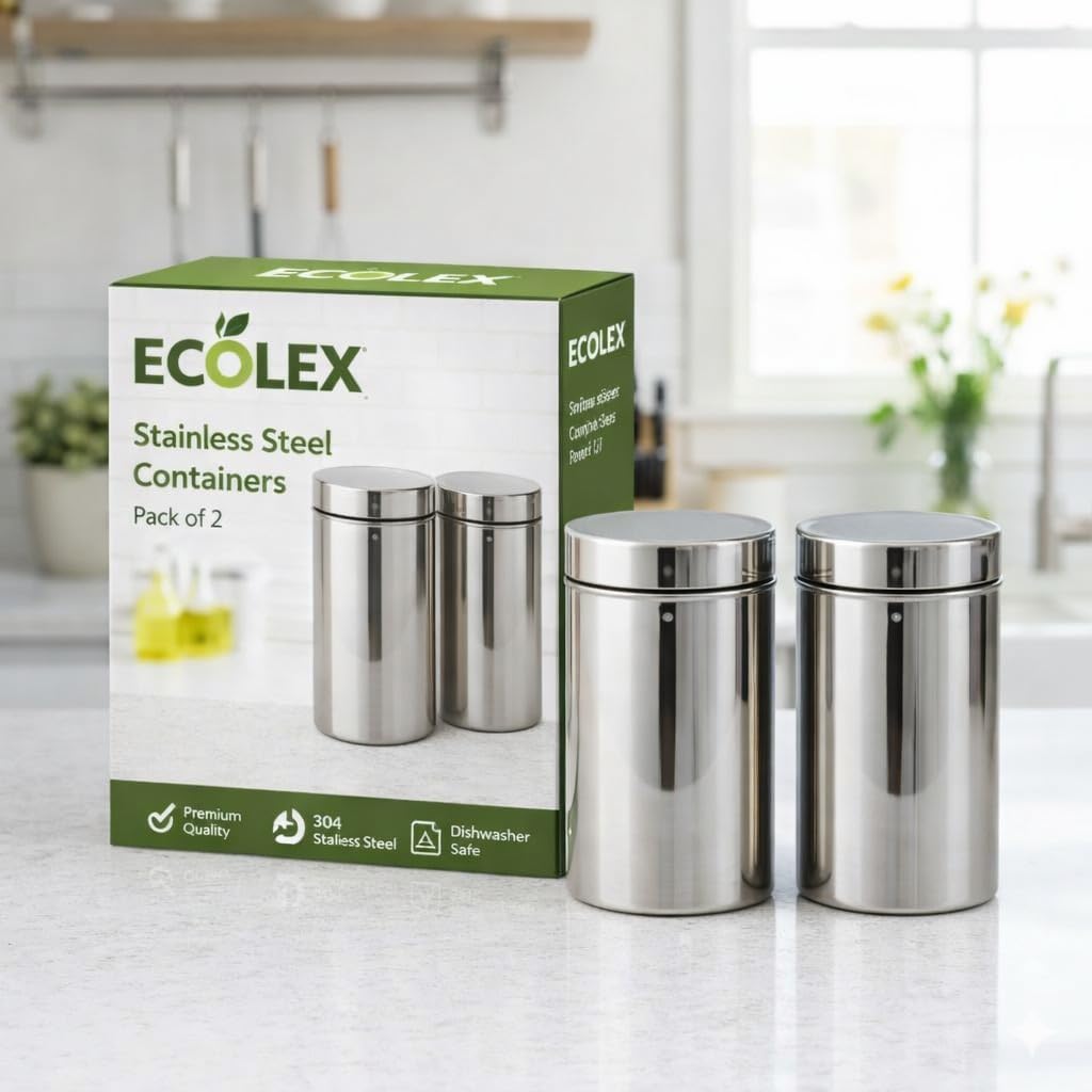 Stainless Steel Storage Containers for kitchen with See Through Lid - Set of 2 Pcs- 500 ml | Premium Dabba/Container Jars | Canister Set for Kitchen