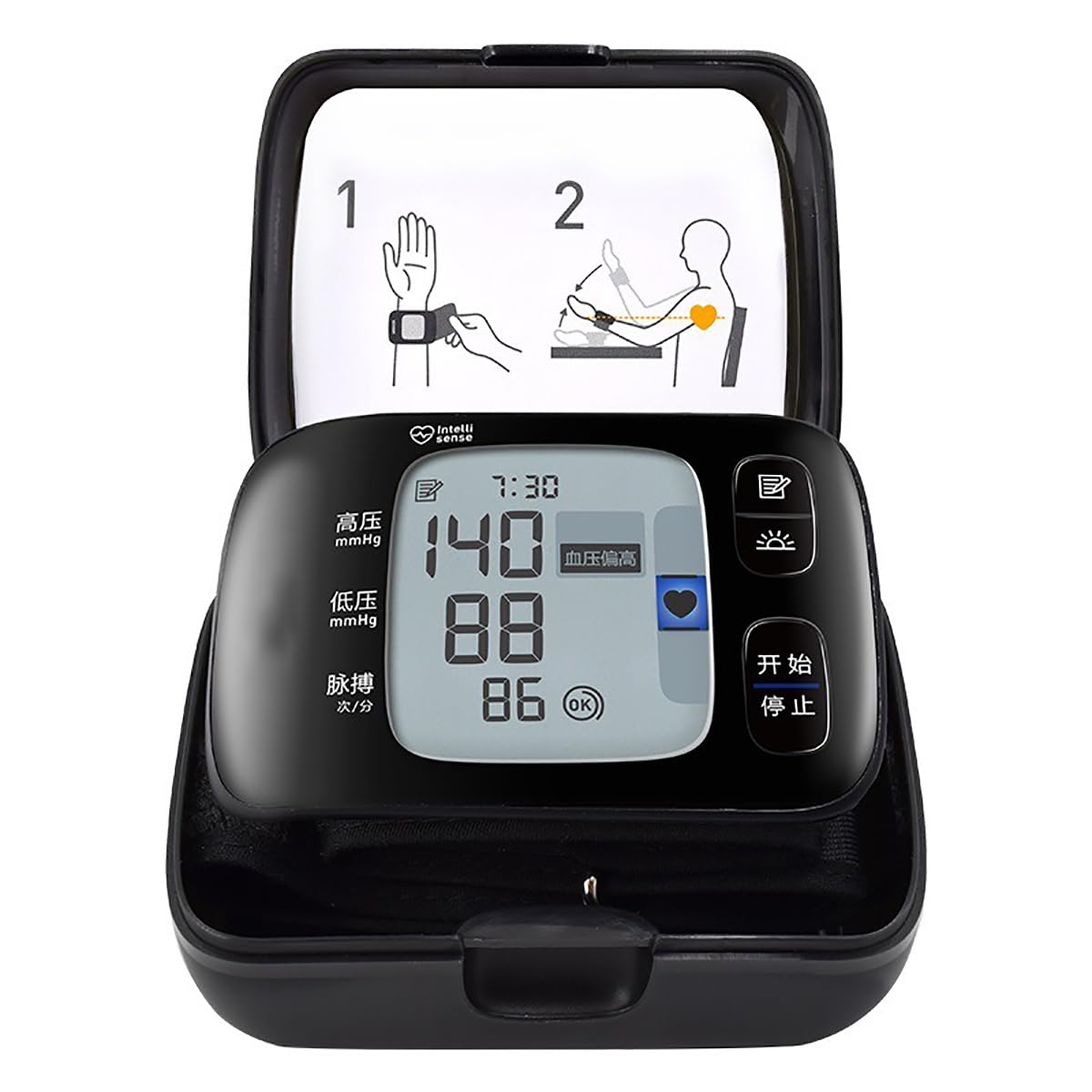 Esfigmomanómetro doméstico, Manguito para la Parte Superior del Brazo, calibración de Postura, autocomprobación de Uso, Puede almacenar 90 valores de presión Arterial