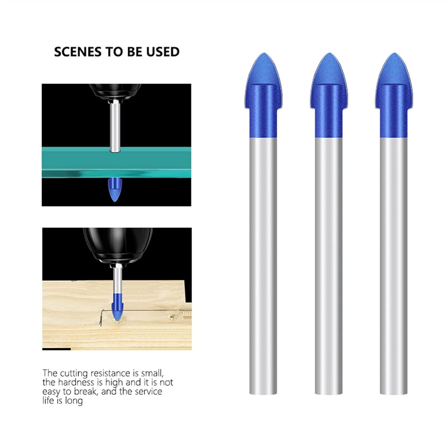 Glass Drill Bits 6/8mm Triangular Metal Drill Bit Multi-Function Carbide Power Diamond Tile Bits Wall Ceramic Hole Opener 1Pcs (Color : 8mm)
