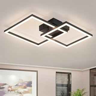Homefire Deckenleuchte LED Deckenlampe Küche 20W Schwarz Schlafzimmerlampe