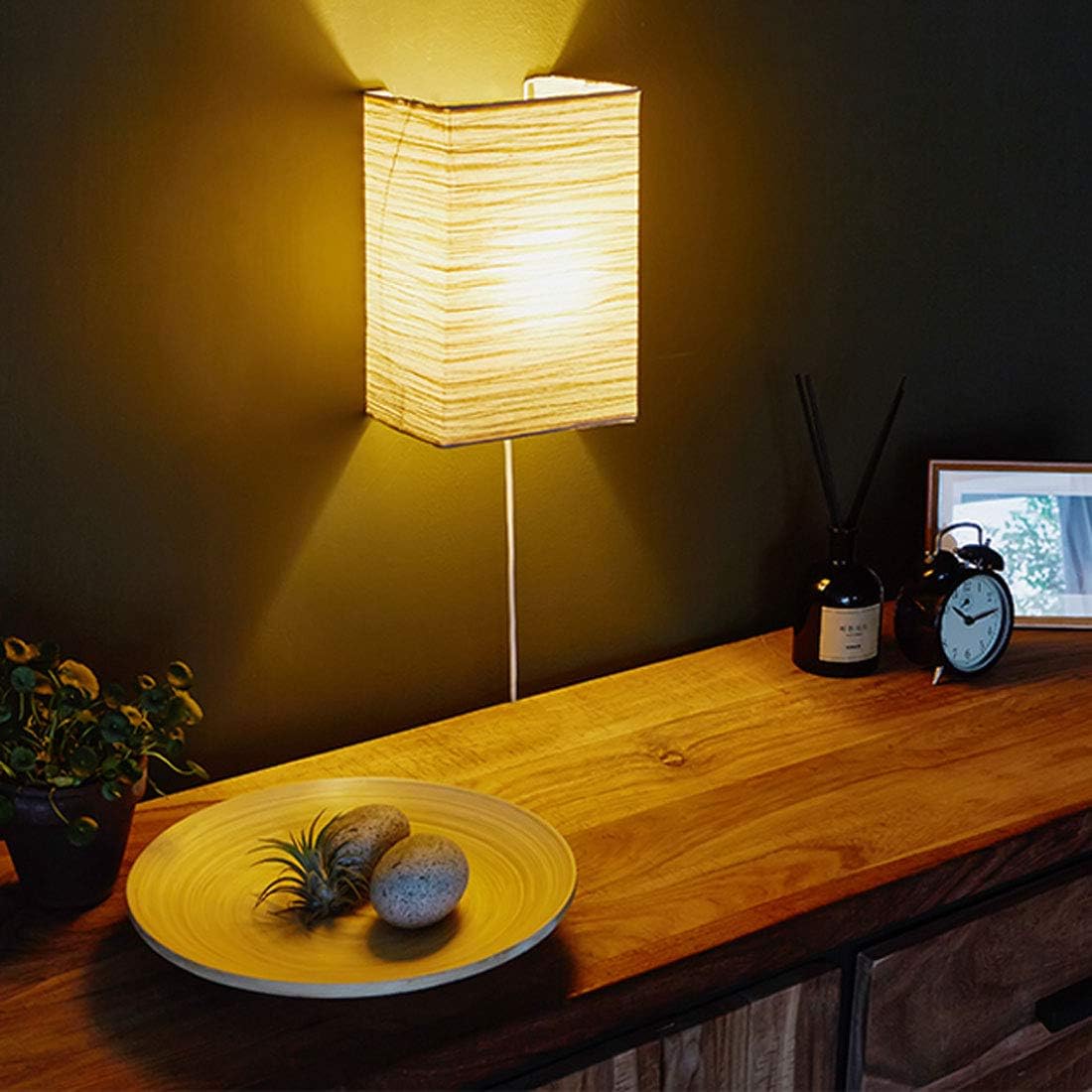 Wallniture Asian Wall Lamp with On Off Switch, Rice Paper Lamp Shade with Chandelier Light Bulbs, Cream