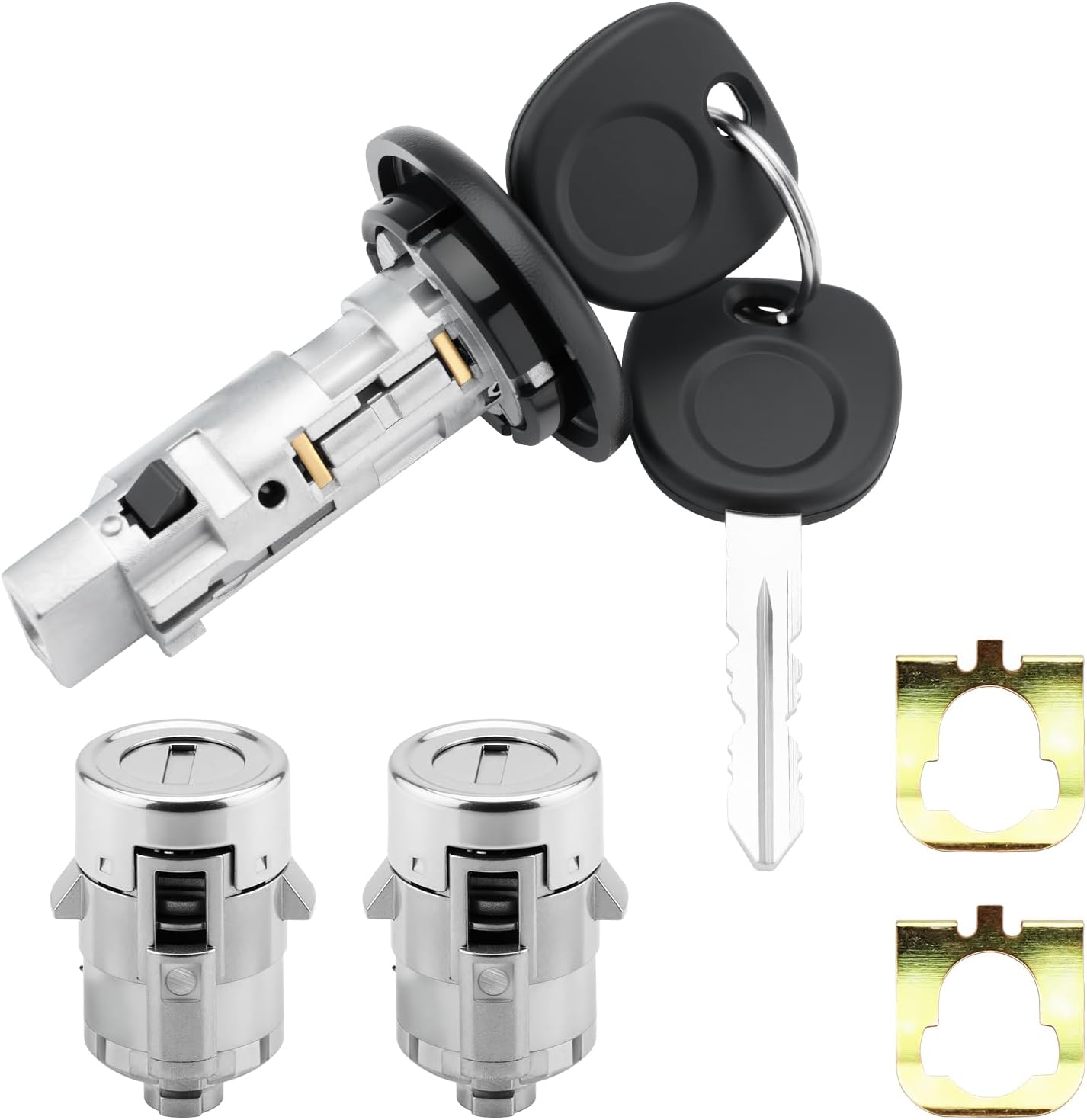 Ignition Switch Lock Cylinder & Door Lock Cylinders, Compatible with 2003-2007 Chevy Avalanche Silverado Suburban Tahoe, GMC Sierra Yukon, Cadillac Escalade, Replace#: 707835 + 706592 X2 + 598007 X2