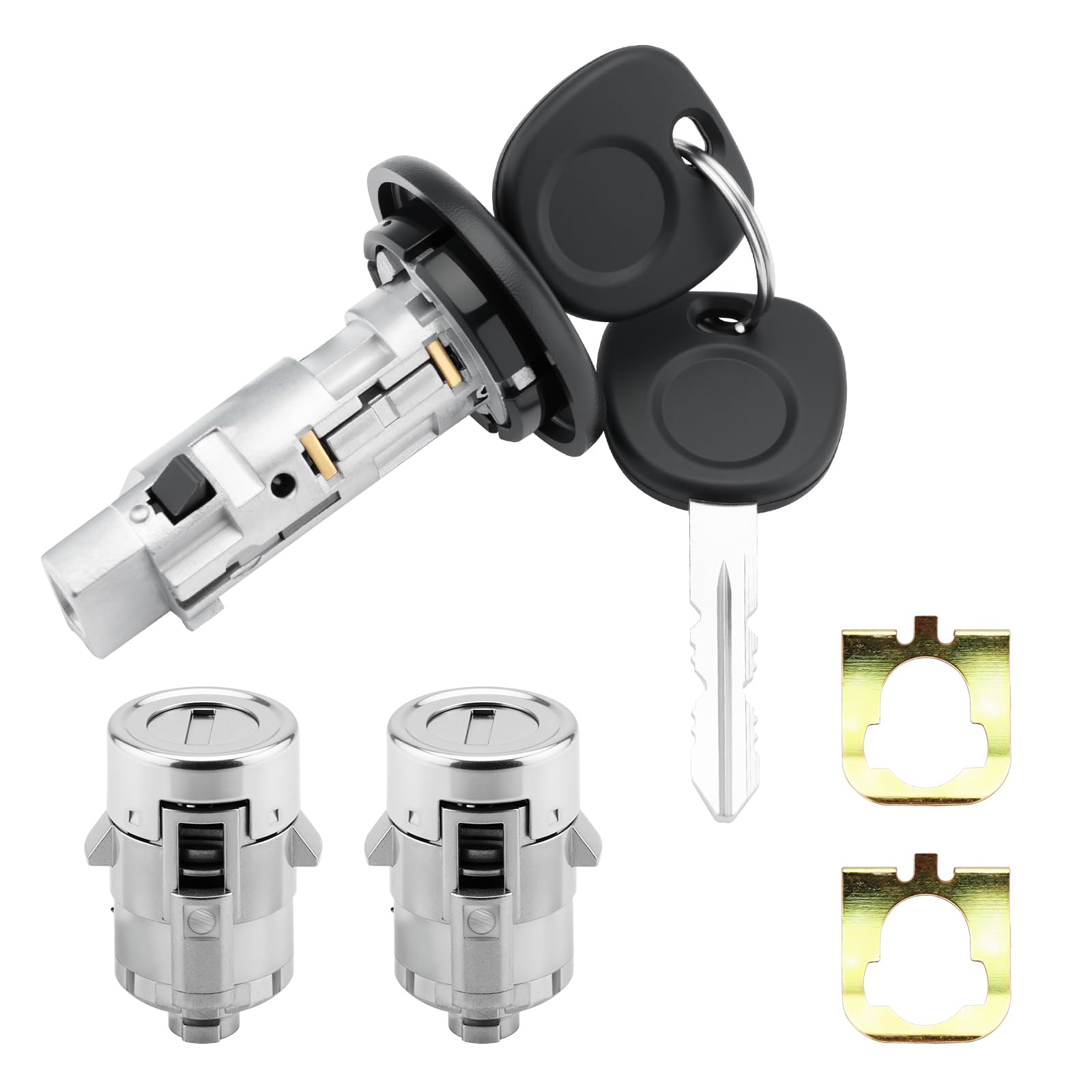 Ignition Switch Lock Cylinder & Door Lock Cylinders, Compatible with 2003-2007 Chevy Avalanche Silverado Suburban Tahoe, GMC Sierra Yukon, Cadillac Escalade, Replace#: 707835 + 706592 X2 + 598007 X2