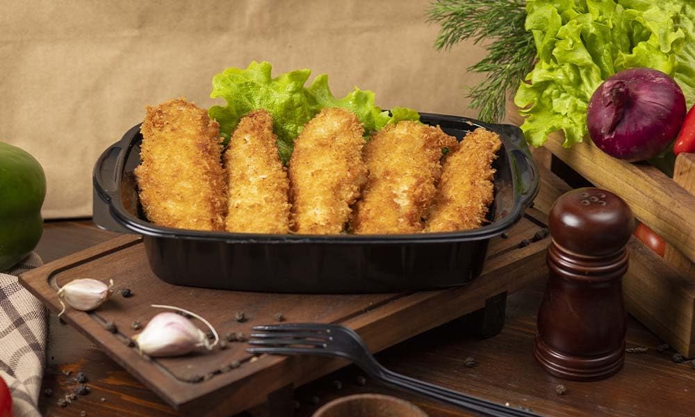 Crispy chicken strips cooked in the air fryer