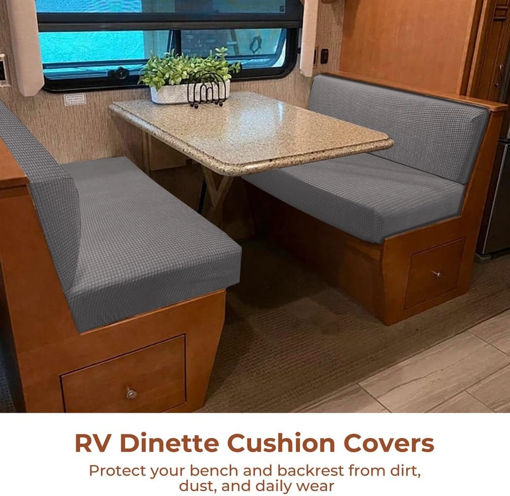 Rv Camper Cushion Covers, Stretchy Elastic Bench & Backrest Covers, Universal Fit for Loveseat Sofas, Machine Washable