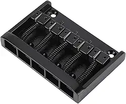 RiToEasysports Ponte de Baixo Elétrico de Metal de Alta Resistência, 5 Cordas, Fácil de Instalar para Entusiastas de Baixo, Metal Preto Prateado (Preto)