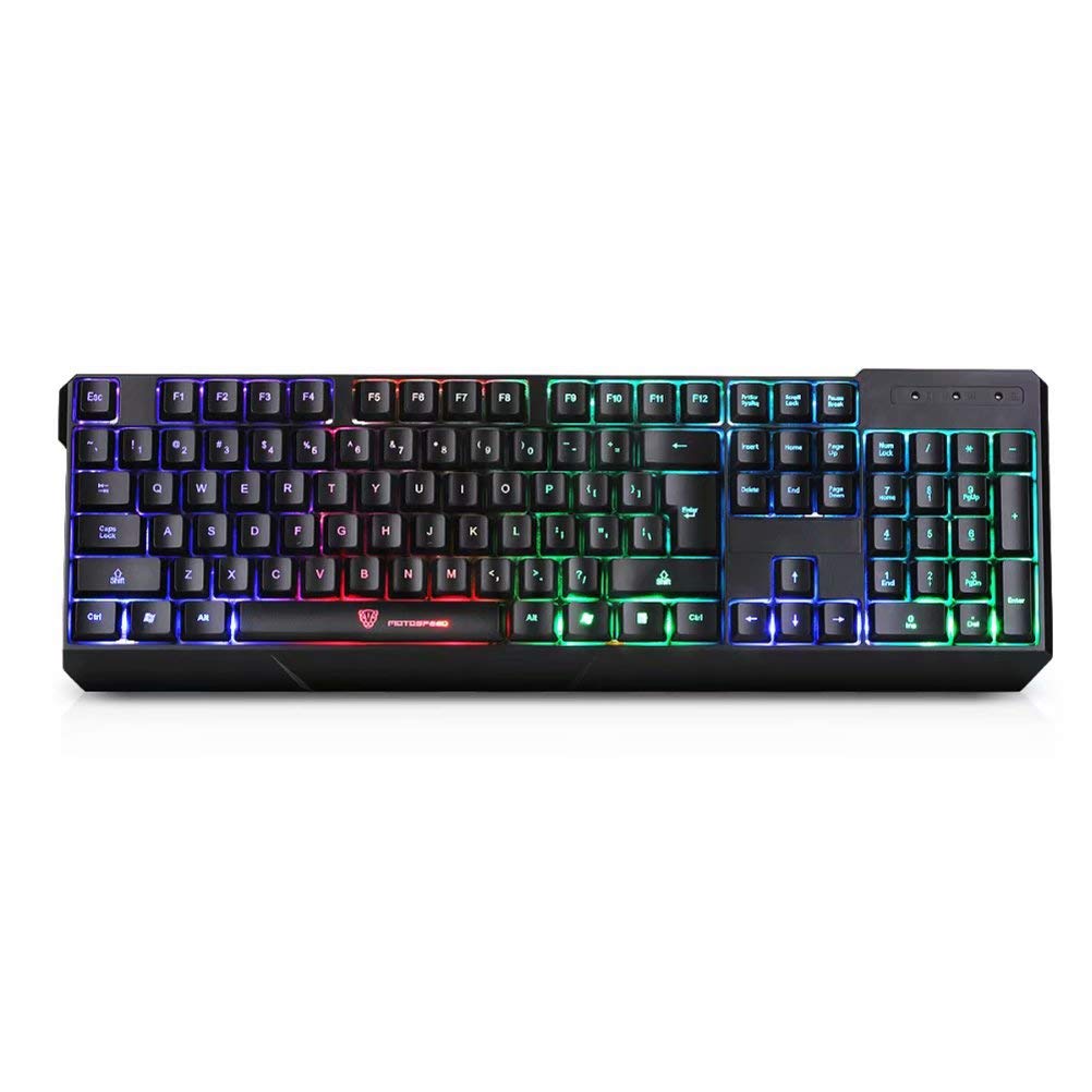 Clavier gaming rétroéclairé 7 couleurs USB avec touches silencieuses pour PC portable - 6