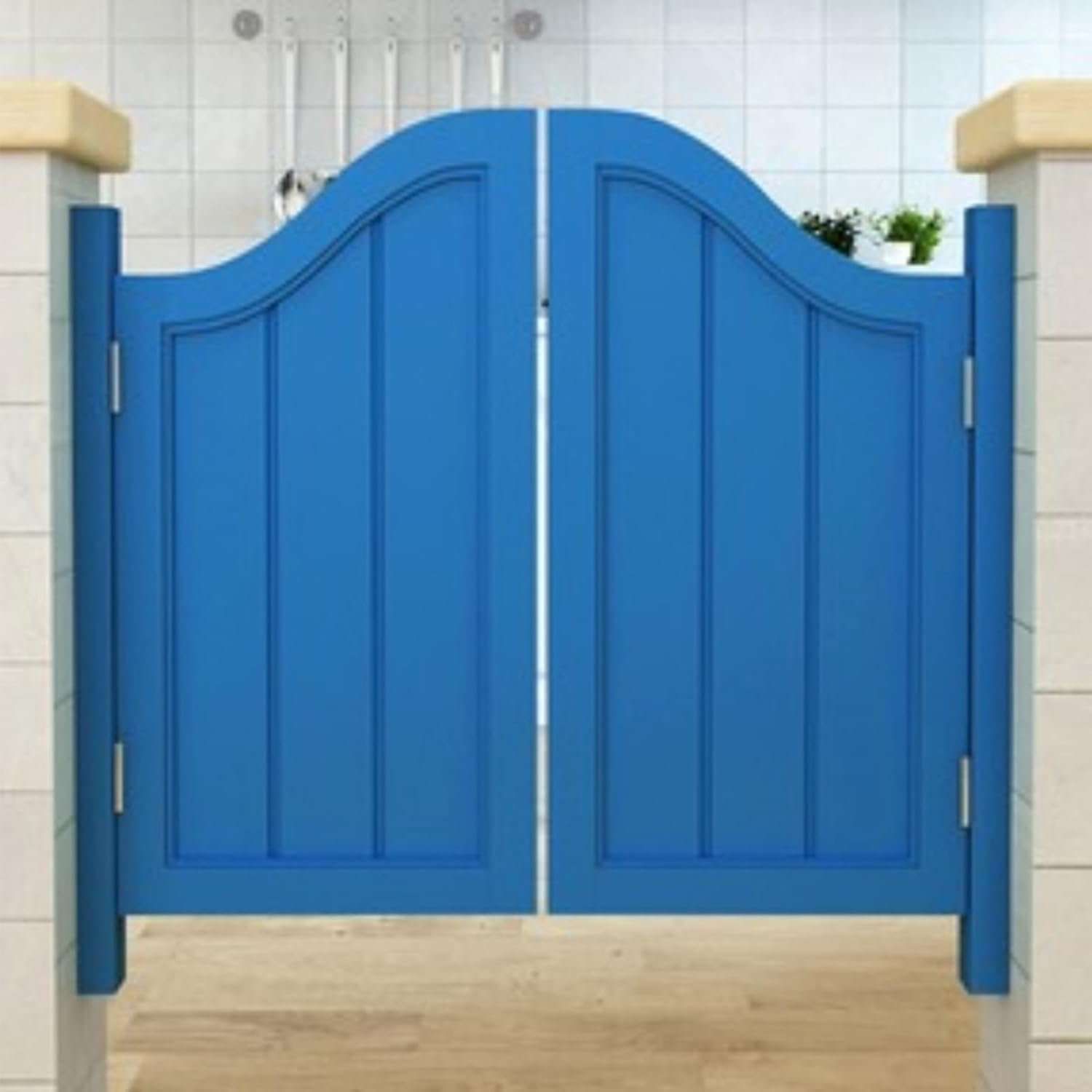 Swinging Doors Cafe Doors,Interior Solid Wood Swing Door,Bar Kitchen Auto Close Fence,with Stainless Steel Hinges,for Bar Counter Kitchen Stairs(Blue 1,90x120cm)