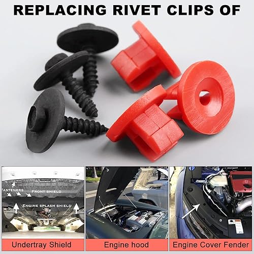 Miniatura 4 de Mtsooning 20 juegos de sujetadores de protección inferior, clip de cubierta de bandeja inferior del motor, kit de tornillos de tuerca de perno