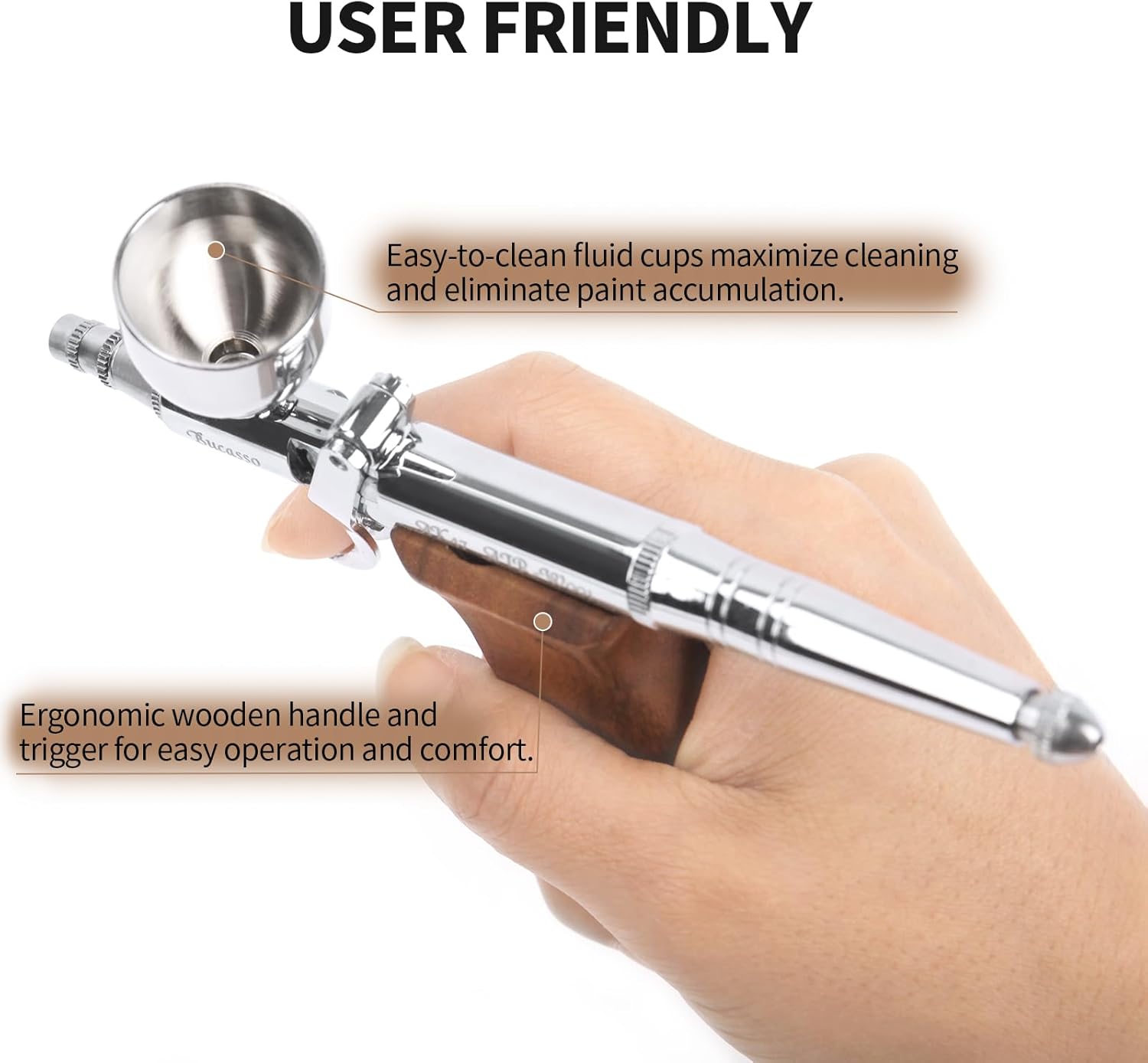 Airbrush Guns for Painting, Double Action Trigger Airbrush Kit with 0.3mm/0.5mm/0.8mm Needles/Nozzle Sets, Replaceable Fluid Cup, Airbrush Spray Set for Painting Nails Cake Tattoo - Image 6