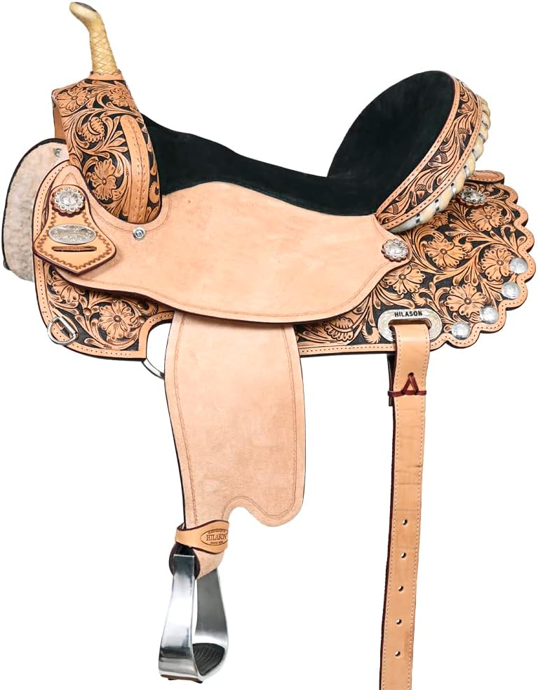 HILASON Flex Tree Western Horse Saddle American Leather Trail Barrel | for Horses