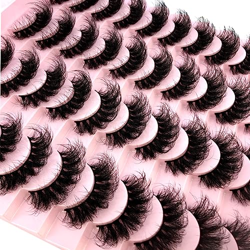 HBZGTLAD 20 Pairs 25 mm 3d Mink Lashes Bulk Faux with Custom Box Wispy Natural Mink Lashes Pack Short Wholesales Natural False Eyelashes (ja25)