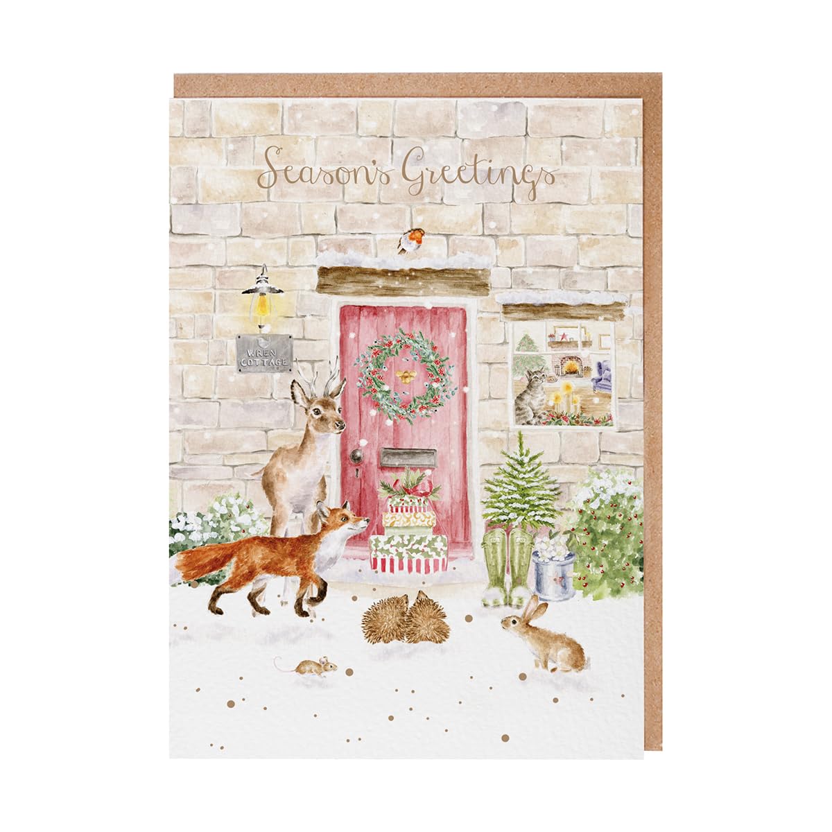 Wrendale Designs by Hannah Dale Christmas Cottage' Woodland Animal Christmas Card Pack, Multicolor, 101mm x 152mm - Image 3