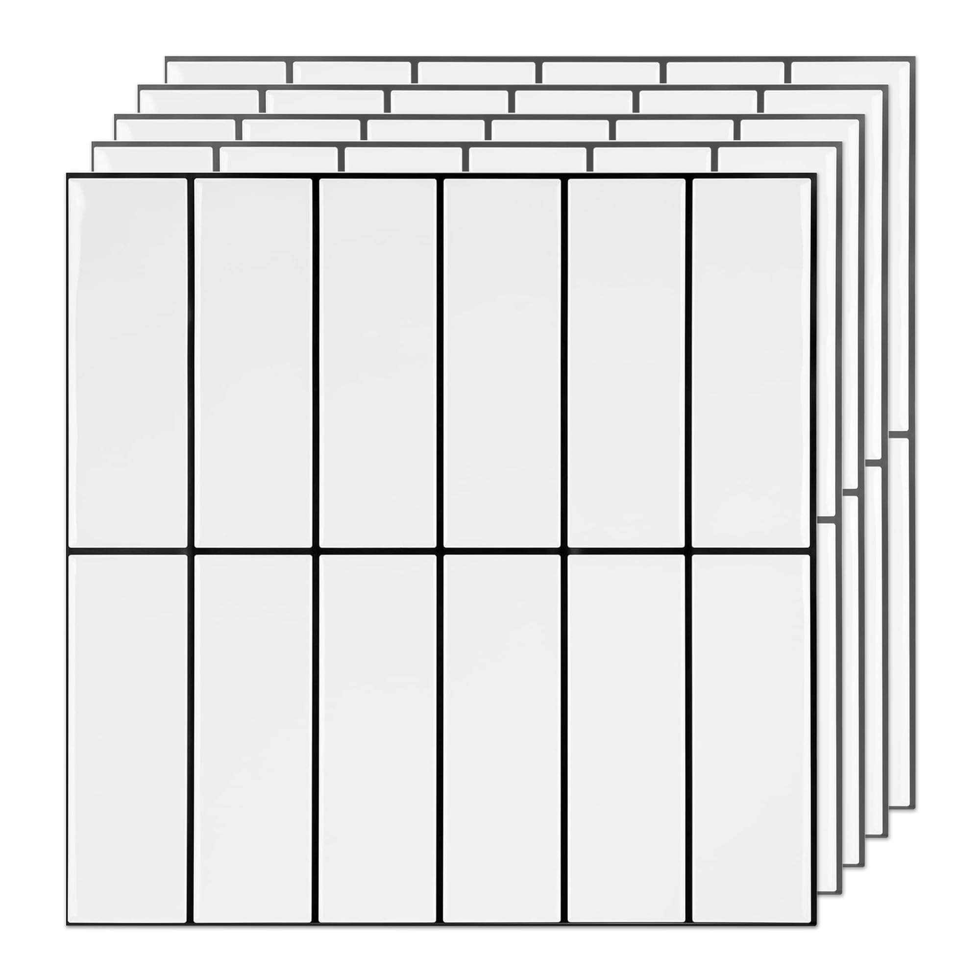 Carreaux de dosseret adhésifs 3D blancs Select, pack de 5 panneaux muraux épais de 30,5x30,5 cm