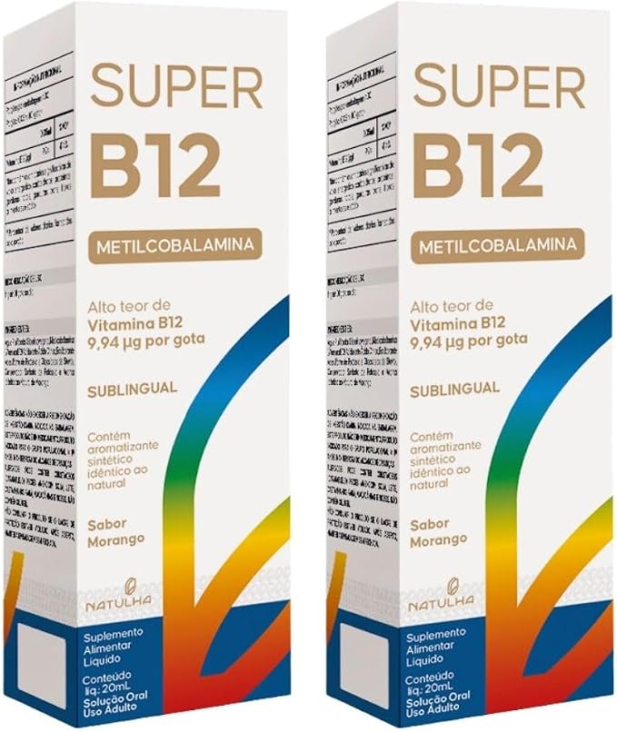 KIT 2X Super Vitamina B12 Metilcobalamina Sublingual 20ml - Natulha
