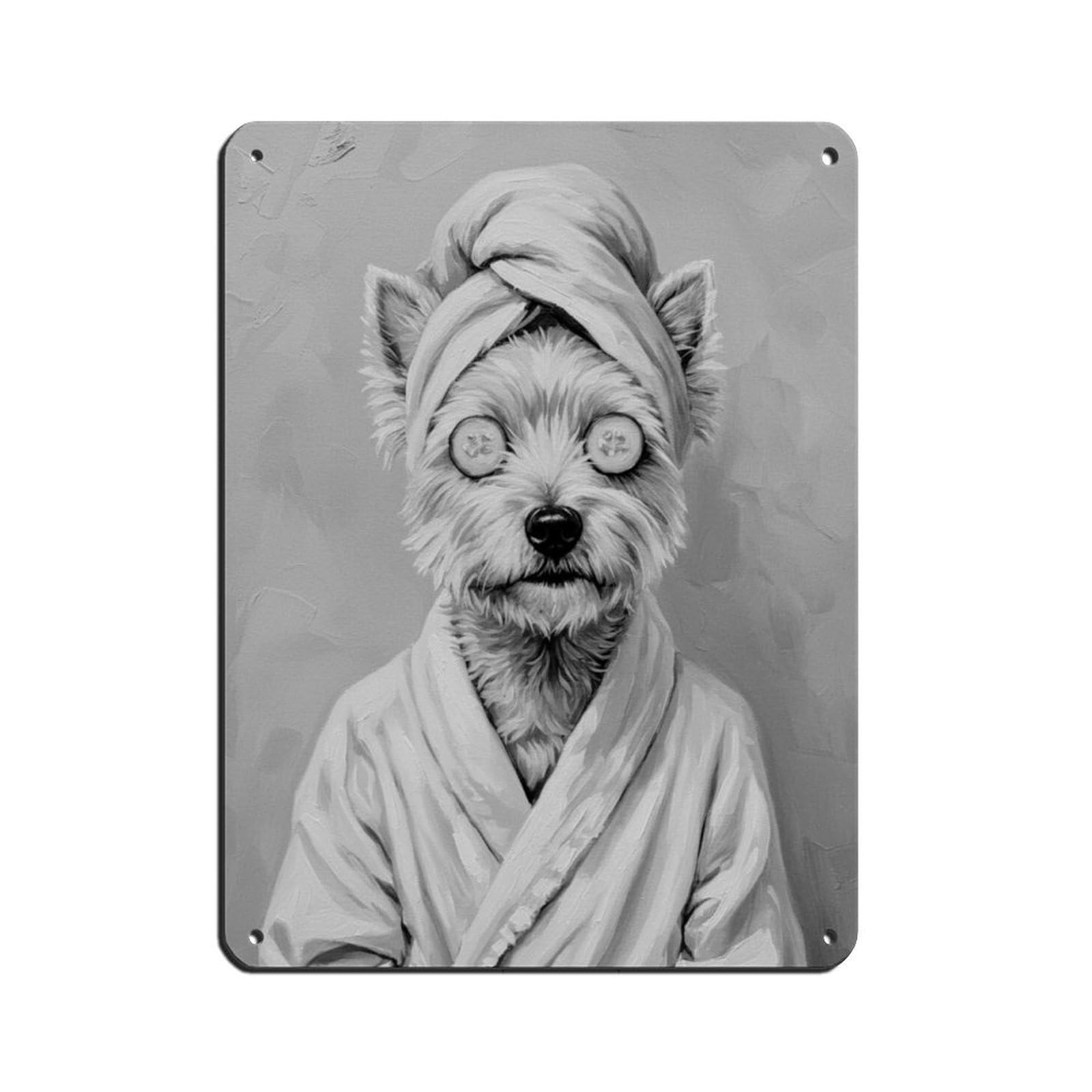 Bathroom Spa Westie Dog Décor Art Tin Sign Vintage Metal Pub Club Cafe Bar Home Wall Art Decoration Poster Retro 12x16inch(30x40cm)