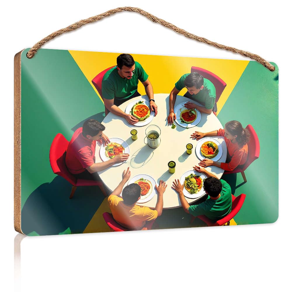 Wooden Decorative Plaque A Group Of Friends Enjoying A Meal Together. Office Decor For Wall Funny Porch Decorations(23X35CM)