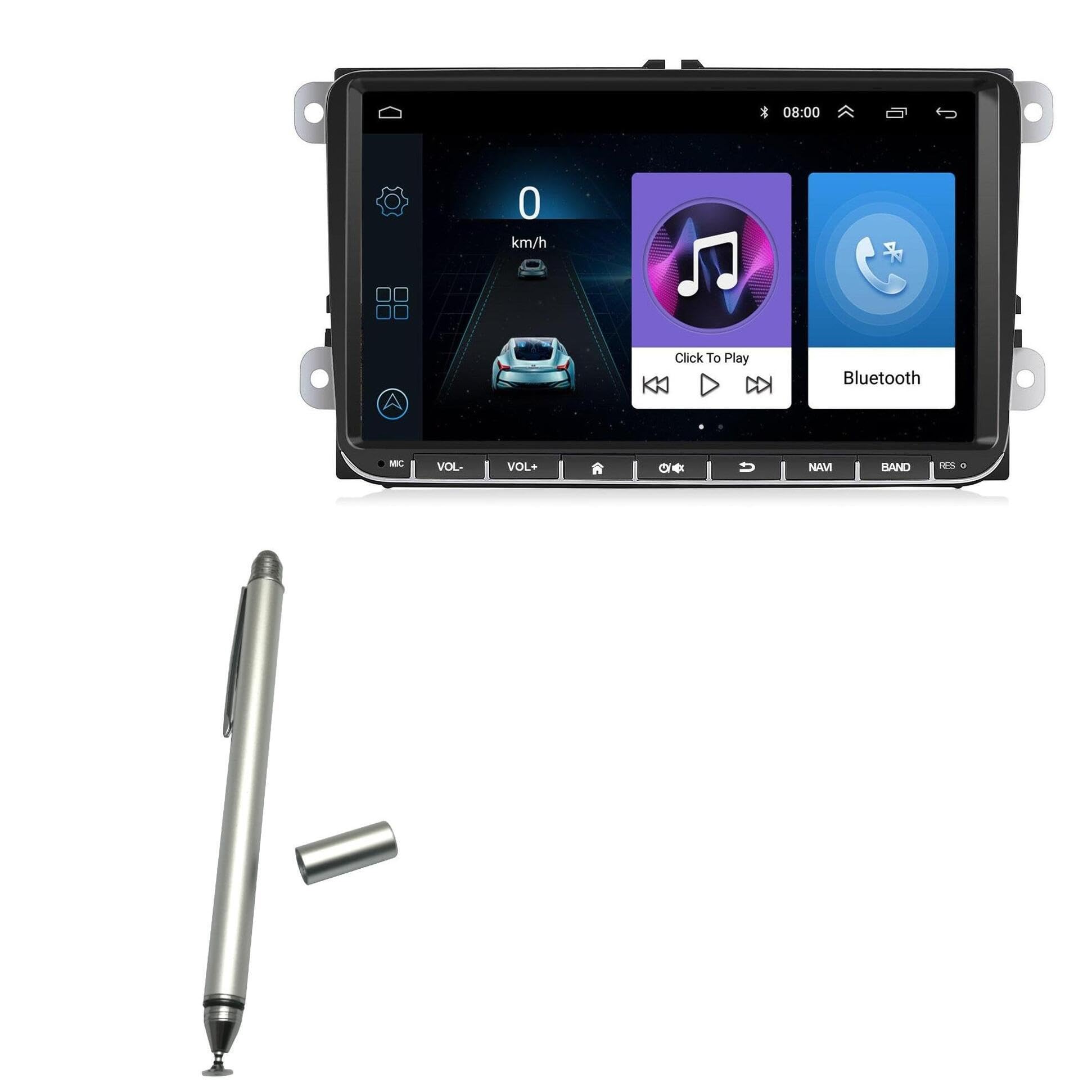 BoxWave Stylus Pen Compatible with ESSGOO Apple Carplay & Android Auto (9 in) - DualTip Capacitive Stylus, Fiber Tip Disc Tip Capacitive Stylus Pen - Metallic Silver