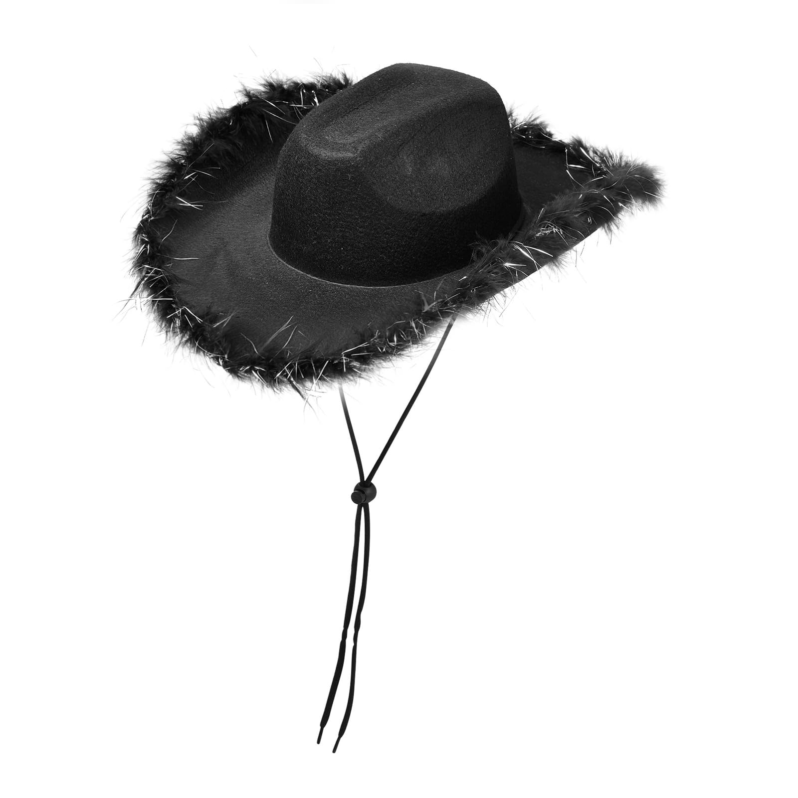 Edhomenn Kids Cowboy Hats, Wide Brim Western Cowgirl Hat with Adjustable Strap, Cowgirl Costume Accessories (04 Black, One Size) — image 1