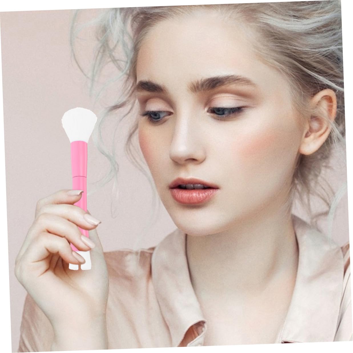 2pcs Dual-ended Nose Contour Makeup Brush U-shaped Powder and Highlighter Brush for Women Professional Face Contouring Tool Portable Travel Cosmetic