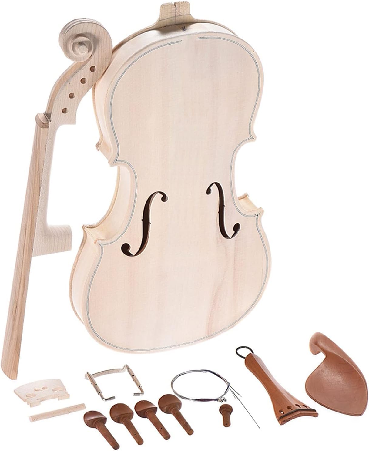 CoByda Skrzypce DIY 4/4 Zestaw skrzypiec Naturalne lite drewno, skrzypce akustyczne ze świerkowym topem, klon, tył szyi, podstrunnica (kolor: z EQ) (Jujube Wood Fitting)