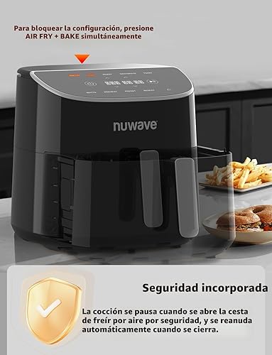 Miniatura 4 de Nuwave Brio Plus - Freidora de aire de 8 cuartos de galón, sin PFAS, nueva y mejorada, pantalla táctil digital, pantalla blanca fría, 50 F  400 F en